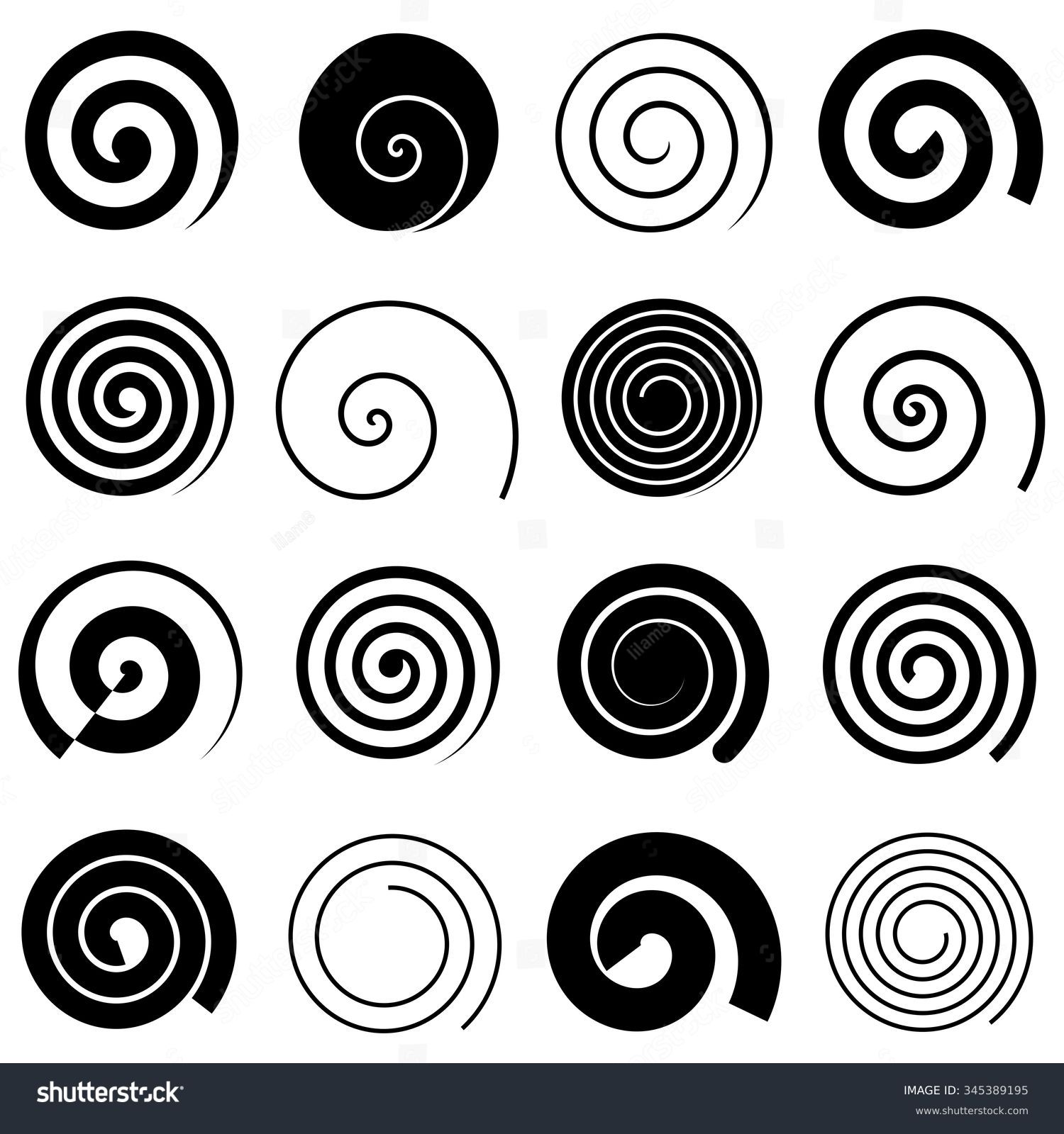 Set Simple Spiral Elements Isolated Vector Stock Vector (Royalty Free ...