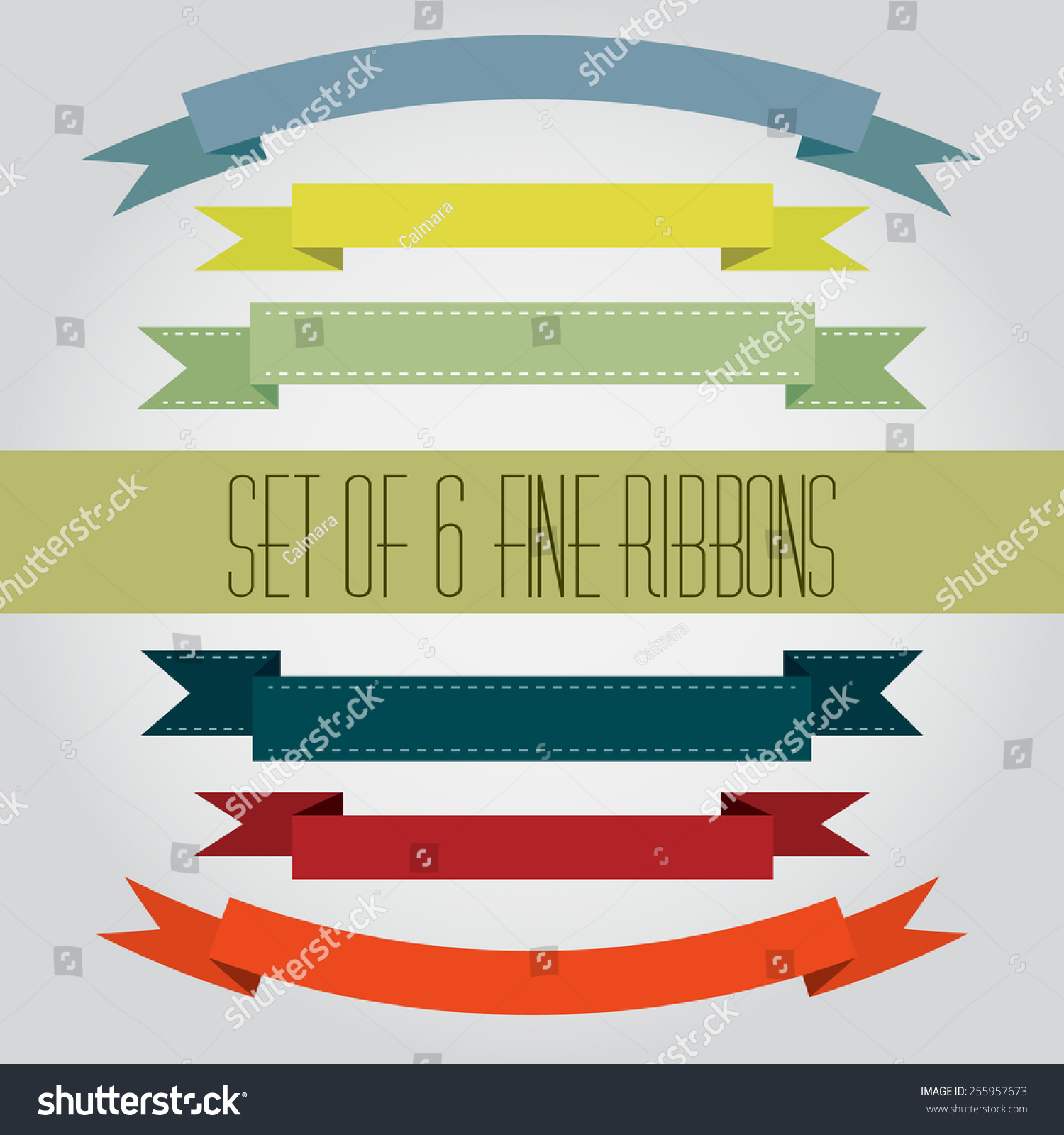 SVG of Set of six colorful straight and arched ribbons for your titles svg