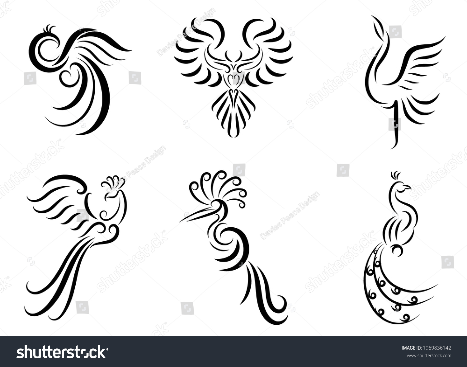 Set Six Line Art Vector Images Stock Vector (Royalty Free) 1969836142 ...