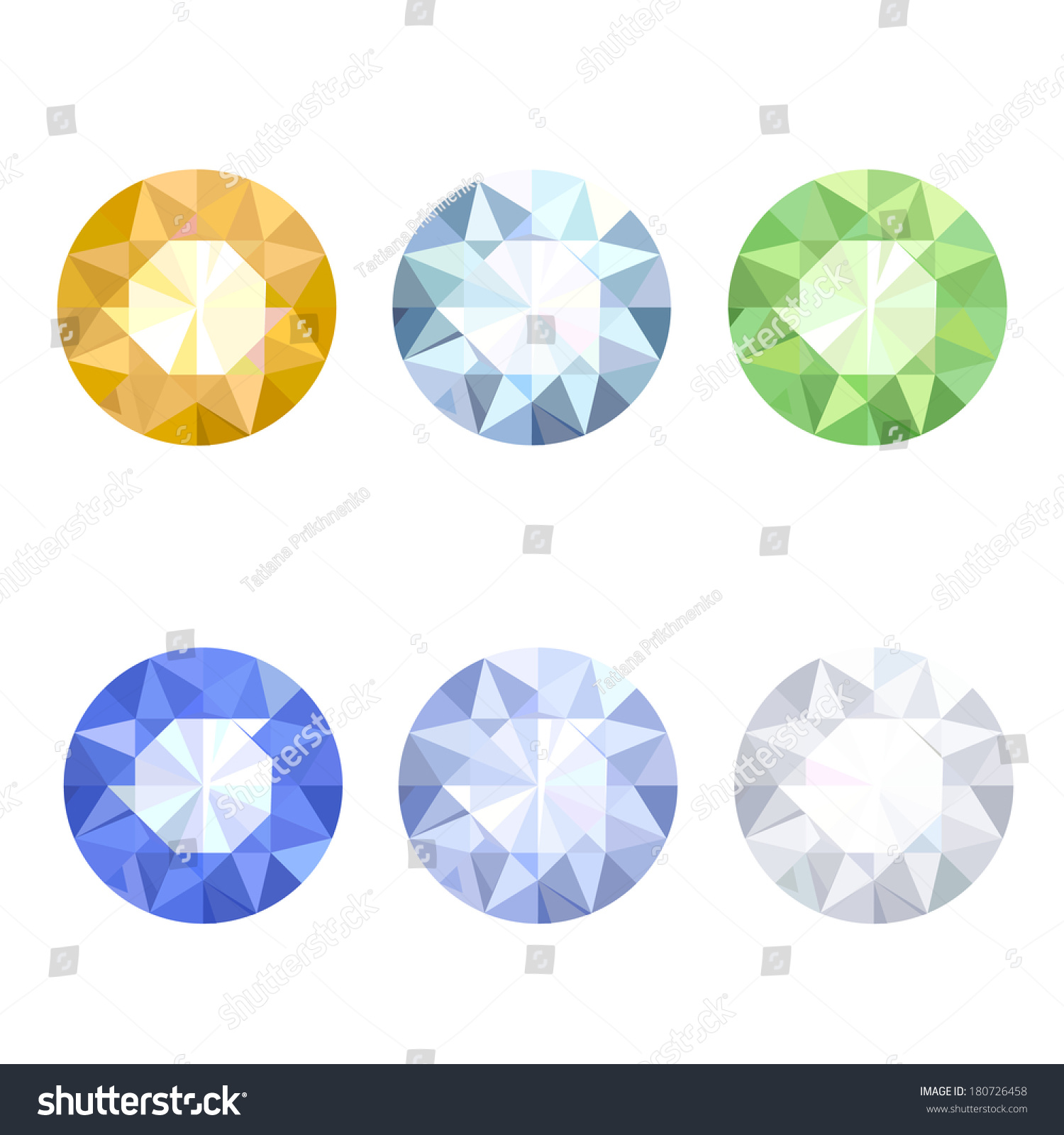 SVG of set of six precious stones: diamonds, topaz, emerald, sapphire svg