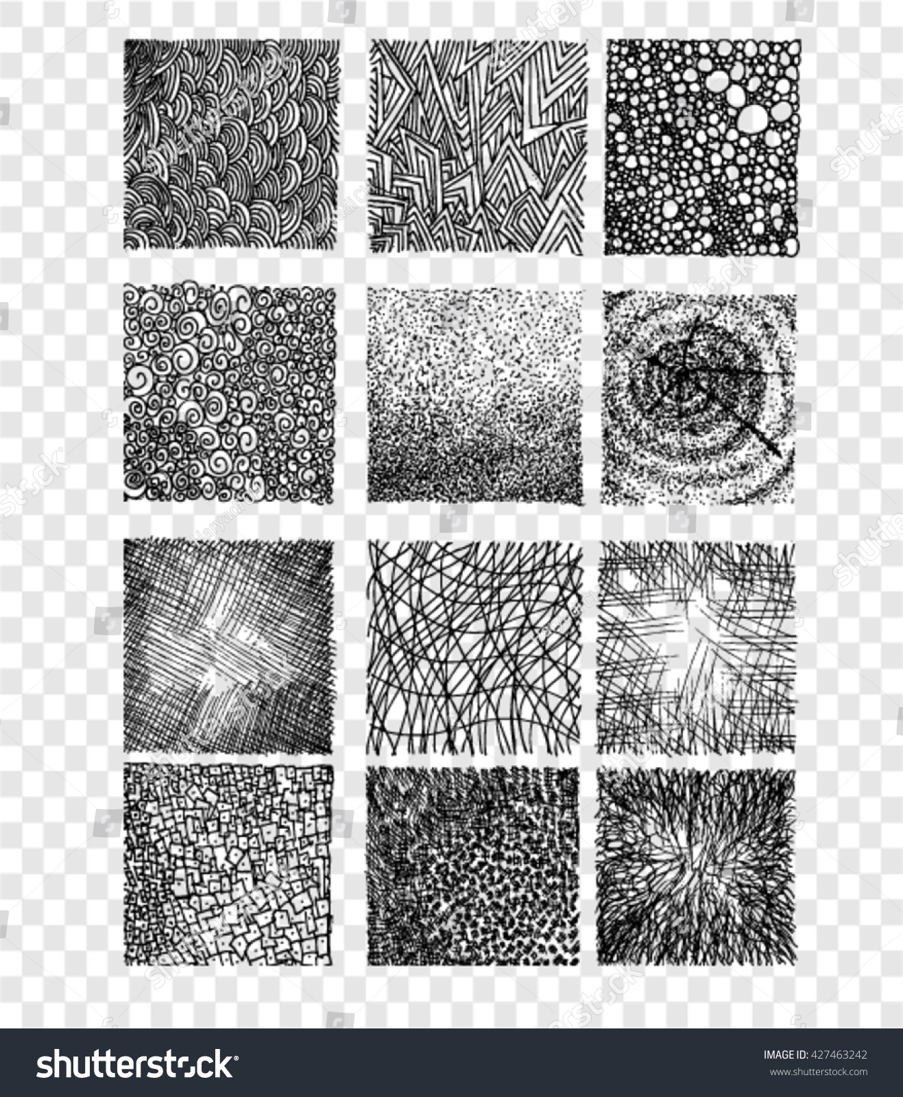 Set Sketch Textures Stock Vector 427463242 - Shutterstock