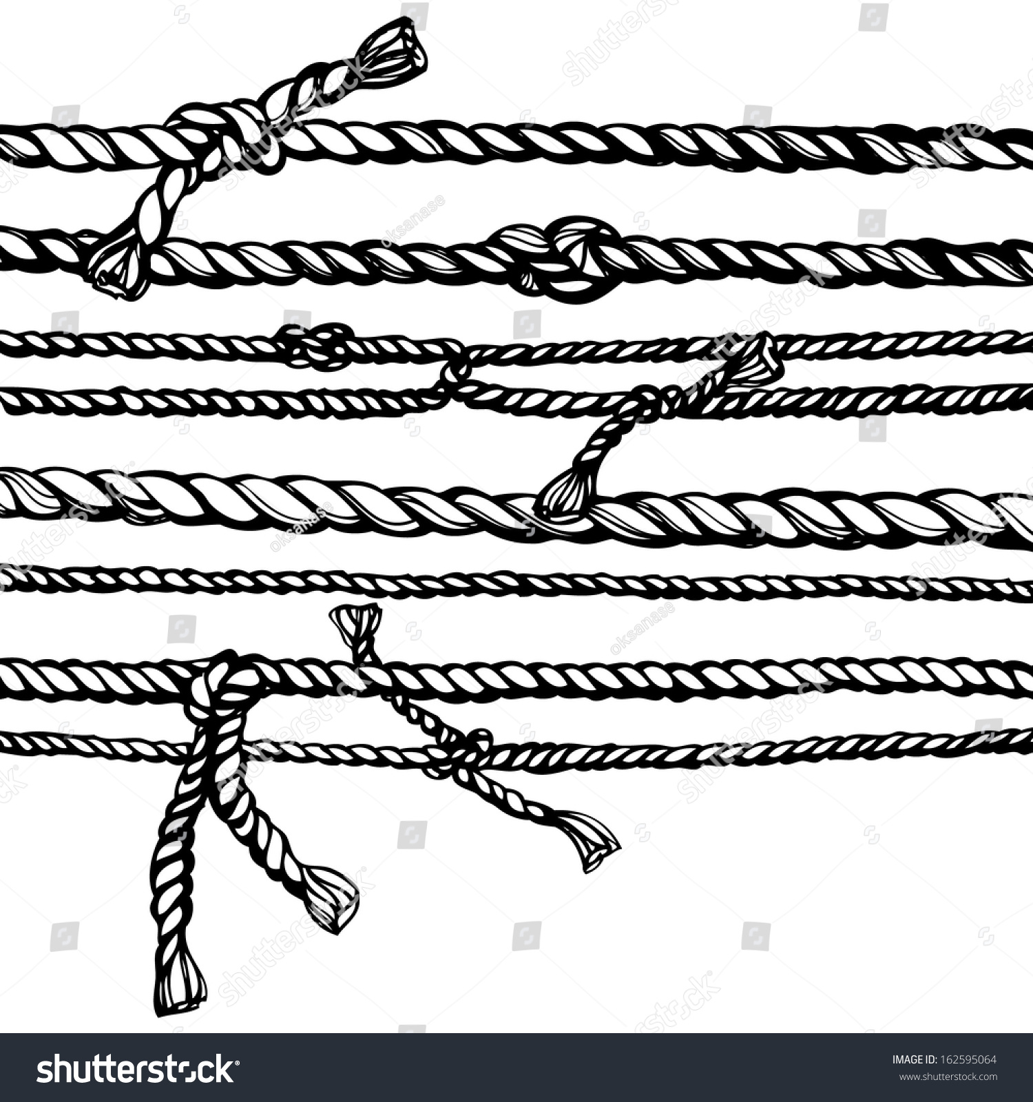 Set Sketches Ropes Knots Hand Drawn เวกเตอร์สต็อก (ปลอดค่าลิขสิทธิ์
