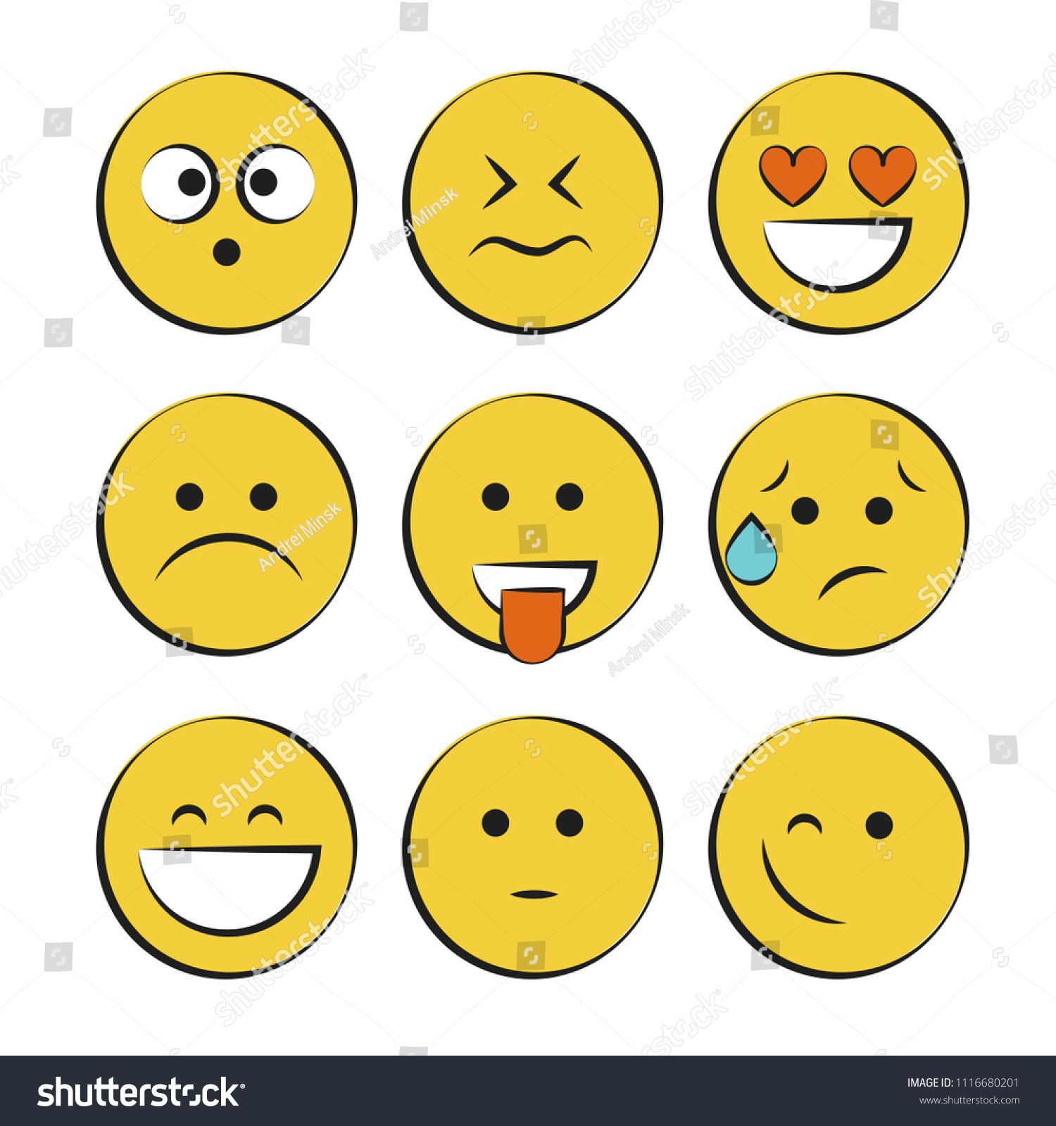 Set Smile Icons Emoji Emoticons Stock Vector (Royalty Free) 1116680201 ...