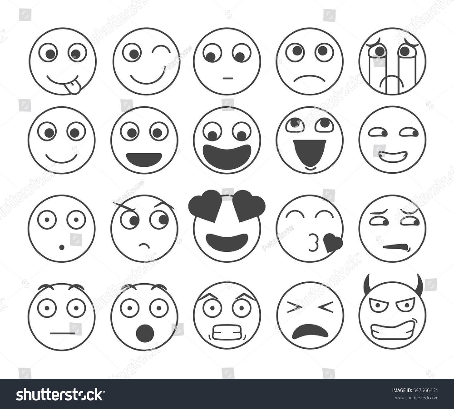 Set Smiley Emoticons Vector Emoji Set 库存矢量图（免版税）597666464 | Shutterstock