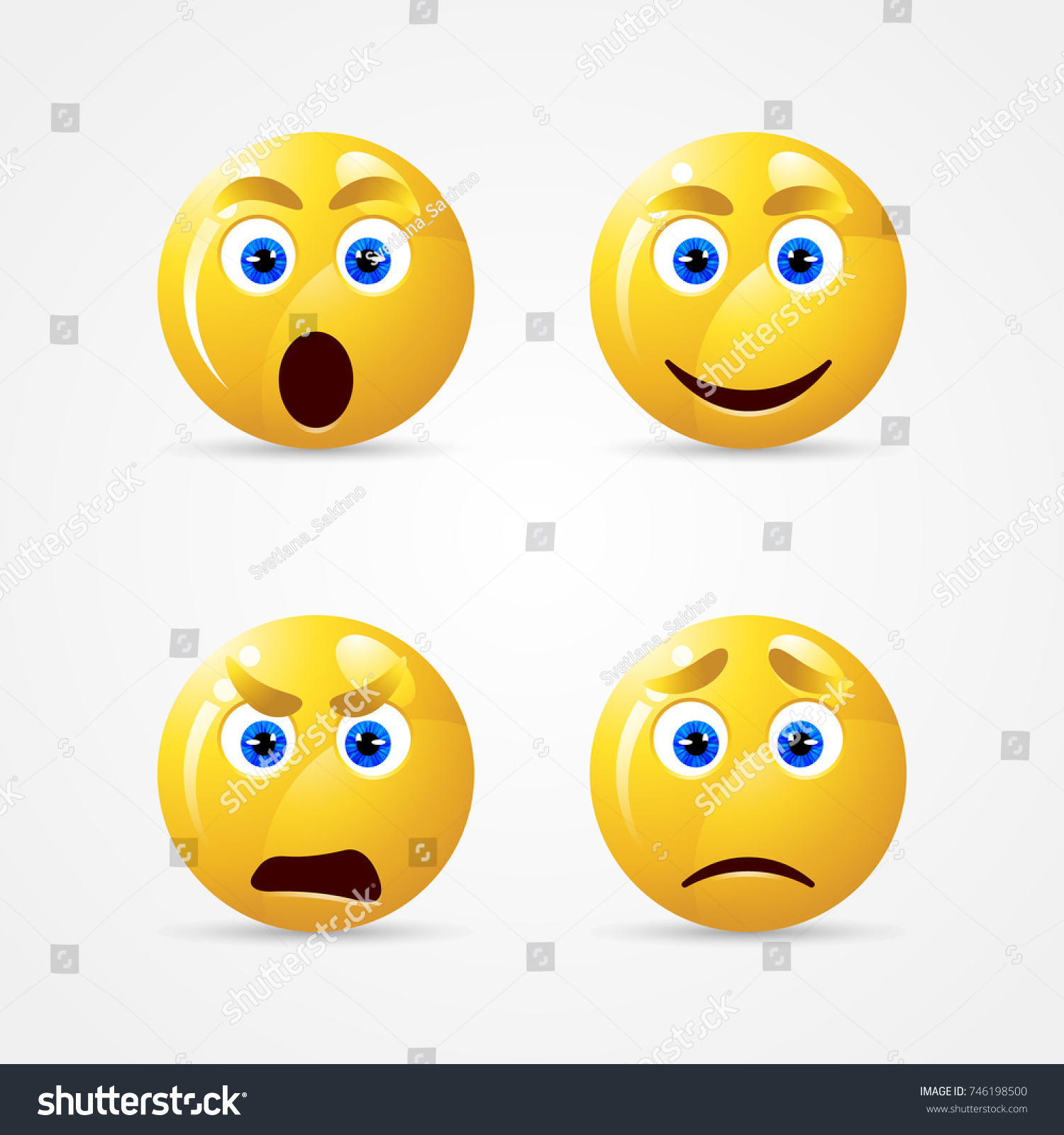 Set Smiley Face Icons Yellow Emoticons Stock Vector (Royalty Free ...