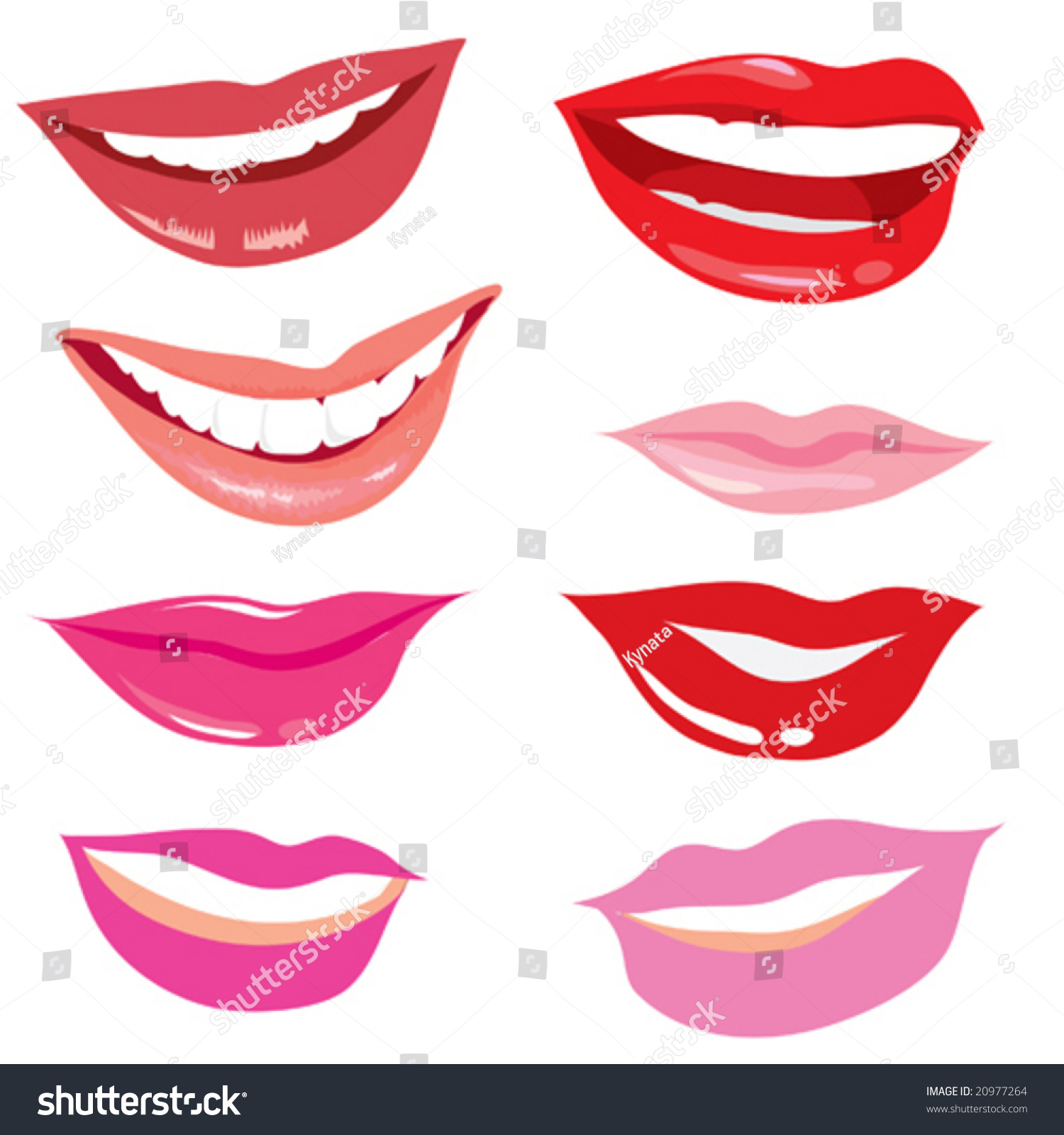 Set Of Smiling Lips Stock Vector Illustration 20977264 : Shutterstock