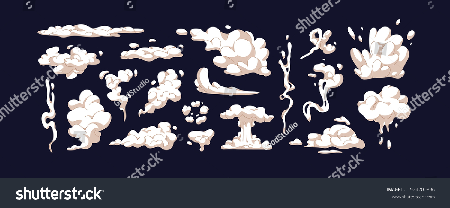 Set Smokes Steam Cloud Puffs Different Stock Vector (Royalty Free ...