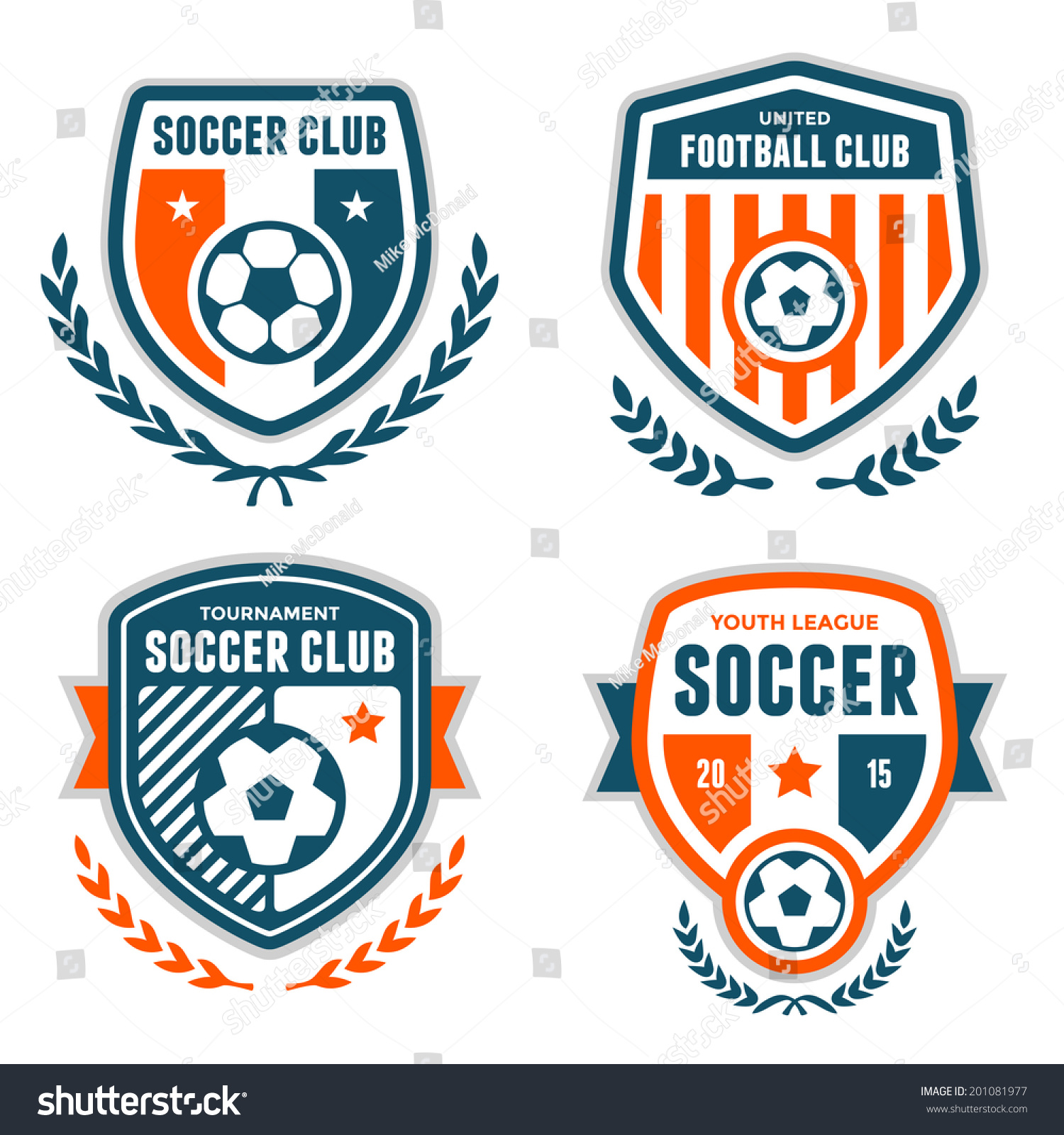 Set Soccer Football Crests Logo Emblem Stock Vector 201081977 ...