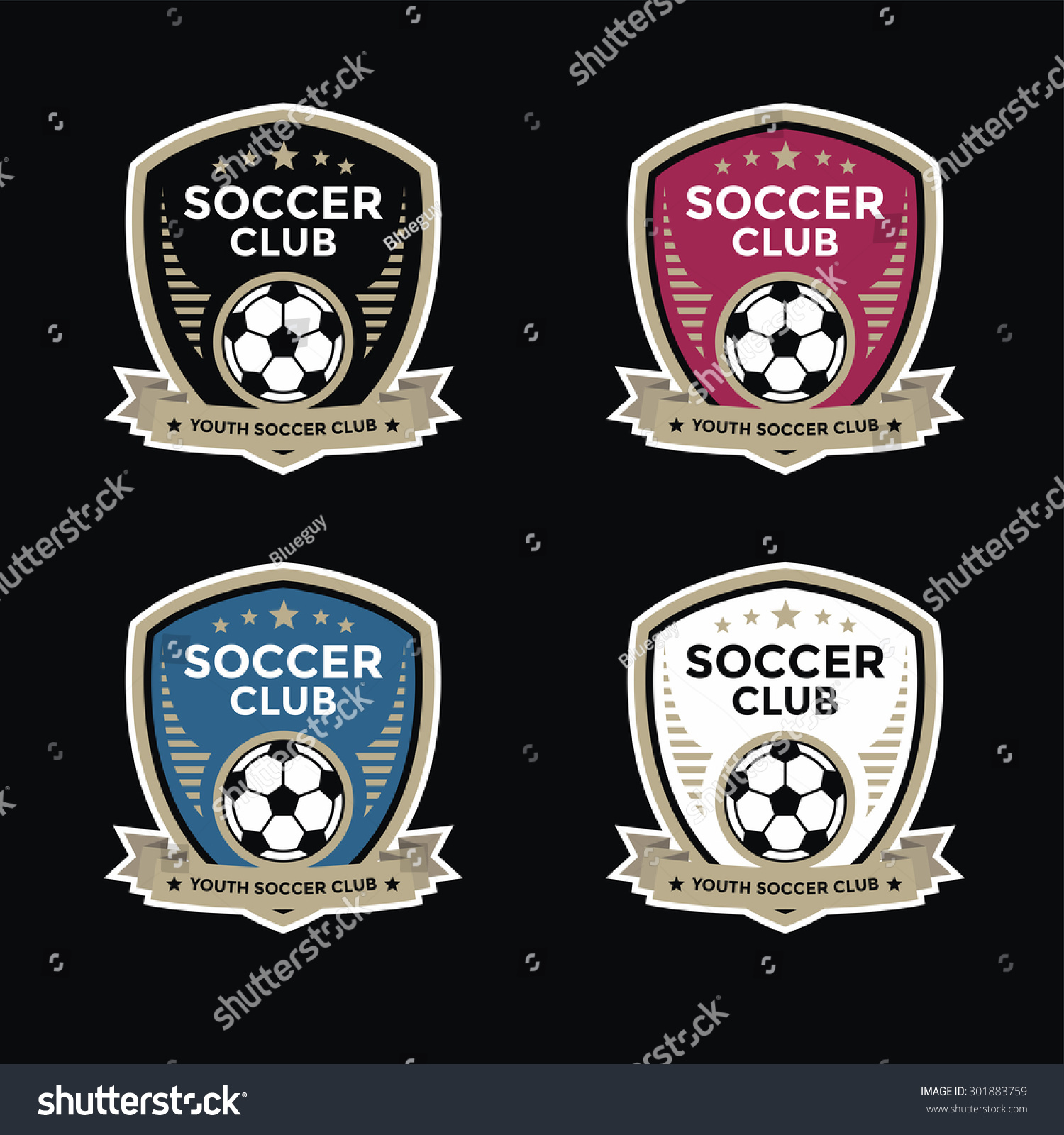 Vektor Stok Set Soccer Football Crests Logo Emblem (Tanpa Royalti ...