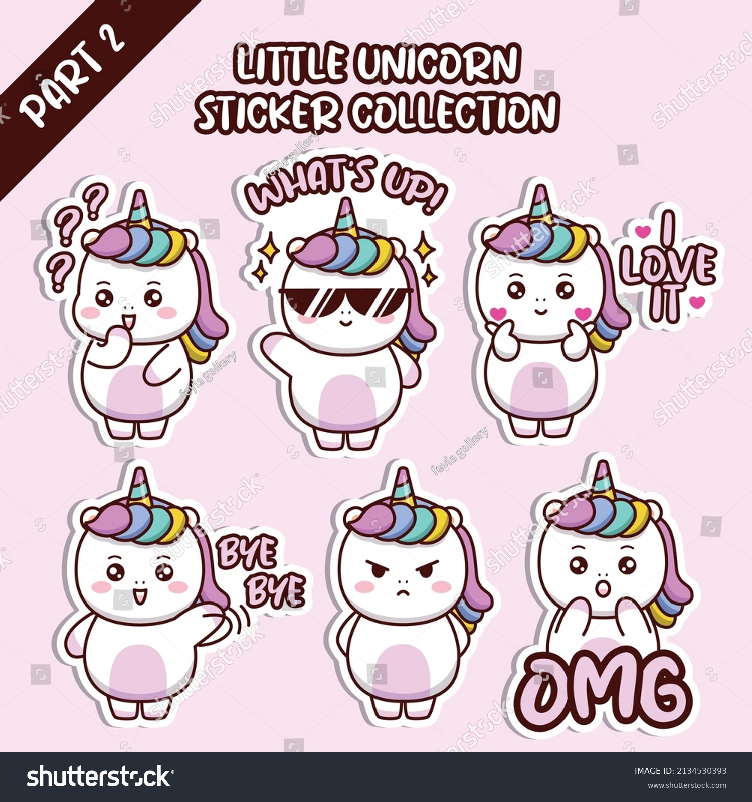 SVG of Set of social media emoji little unicorn sticker collection animal emoticon svg