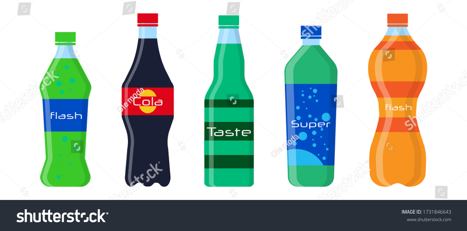 Set Soda Plastic Bottles Aluminum Cans Stock Vector (royalty Free 