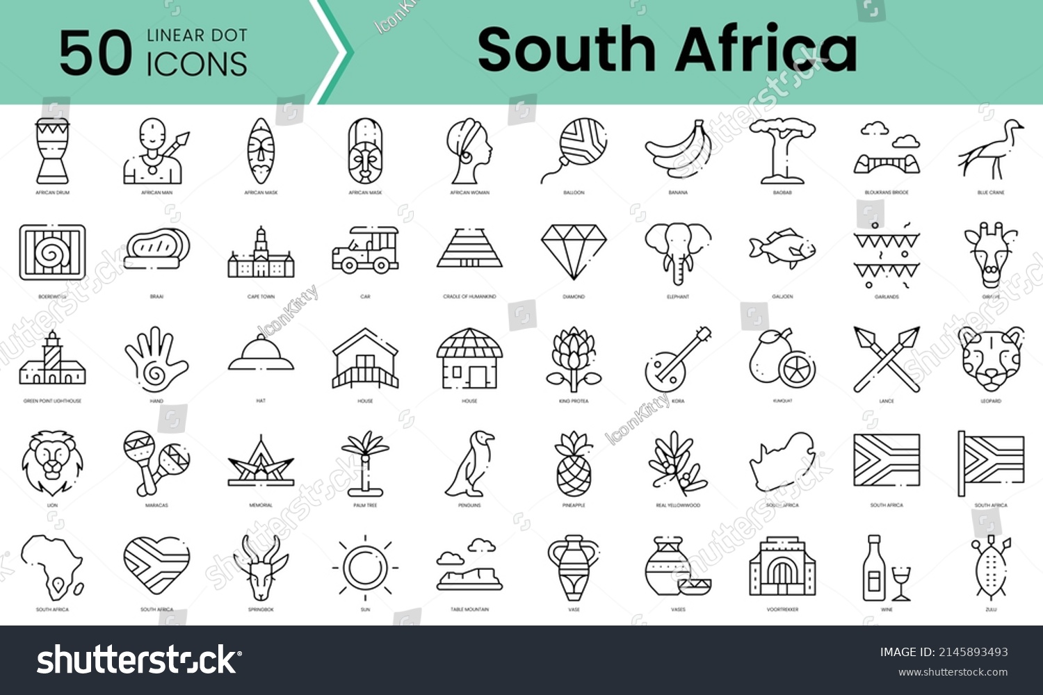 SVG of Set of south africa icons. Line art style icons bundle. vector illustration svg