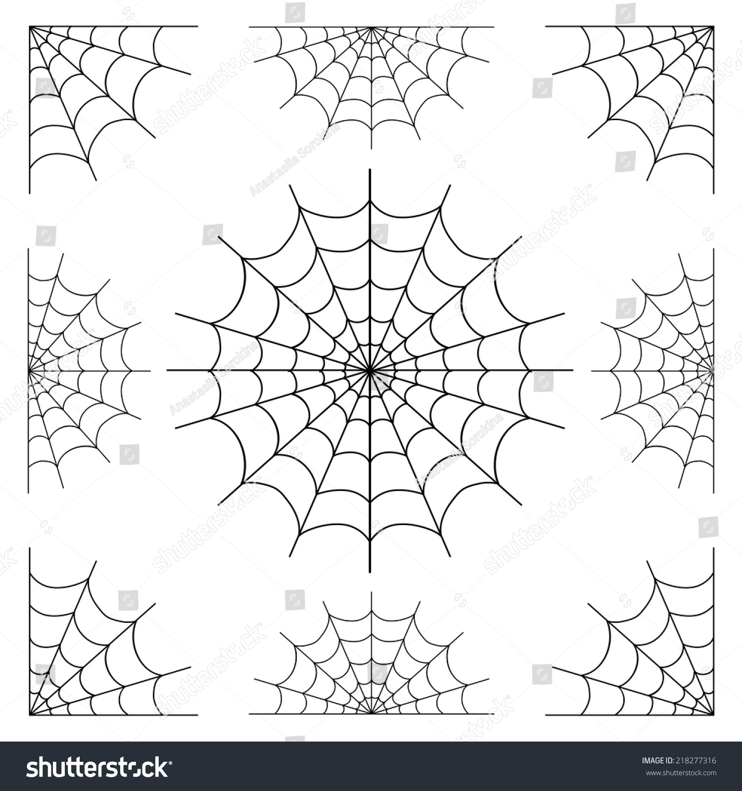 Set Of Spiderweb Black Isolated On White Background.Black Spider Web ...