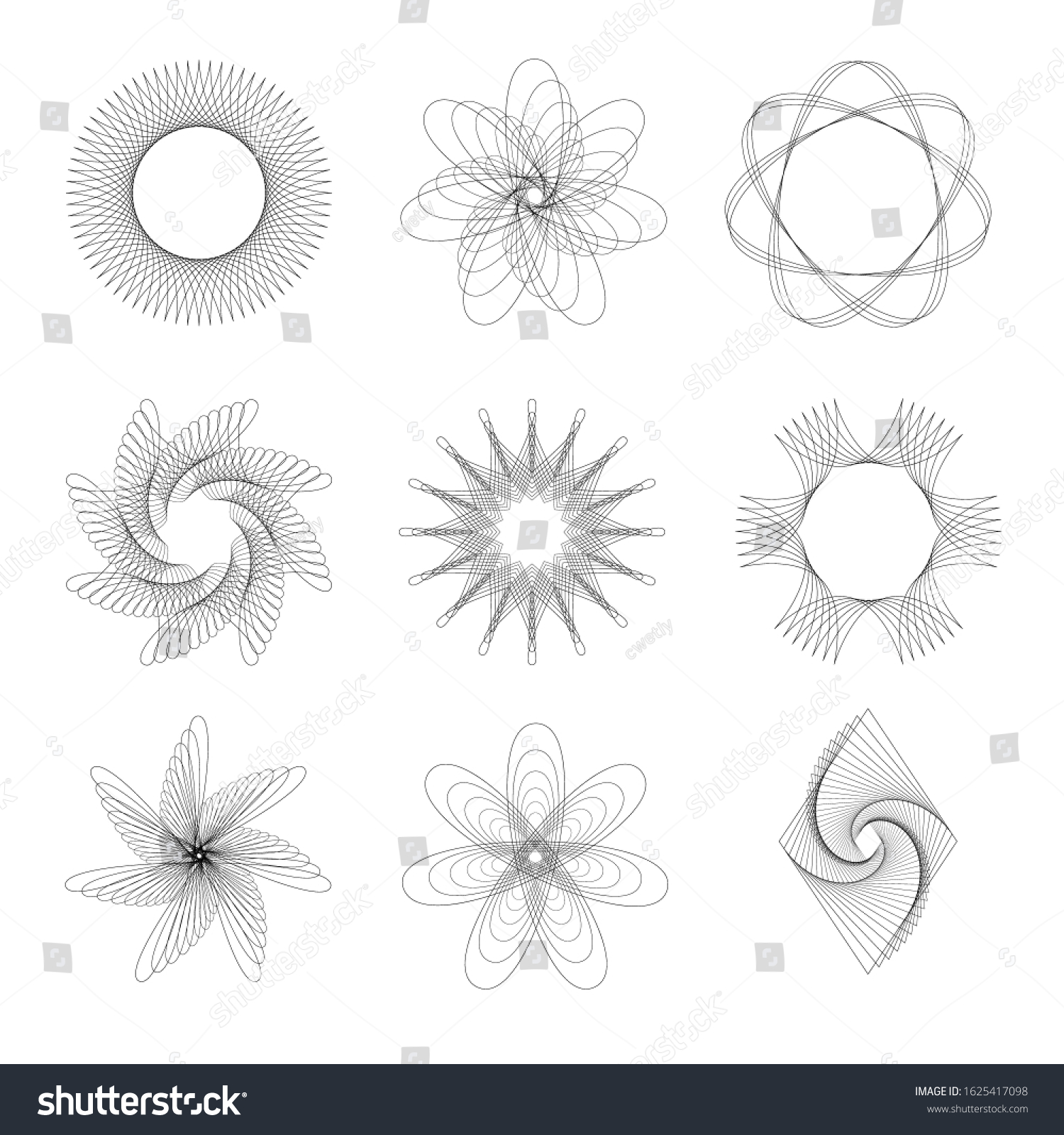 Set Spirograph Elements Eps10 Vector Stock Vector (Royalty Free) 1625417098