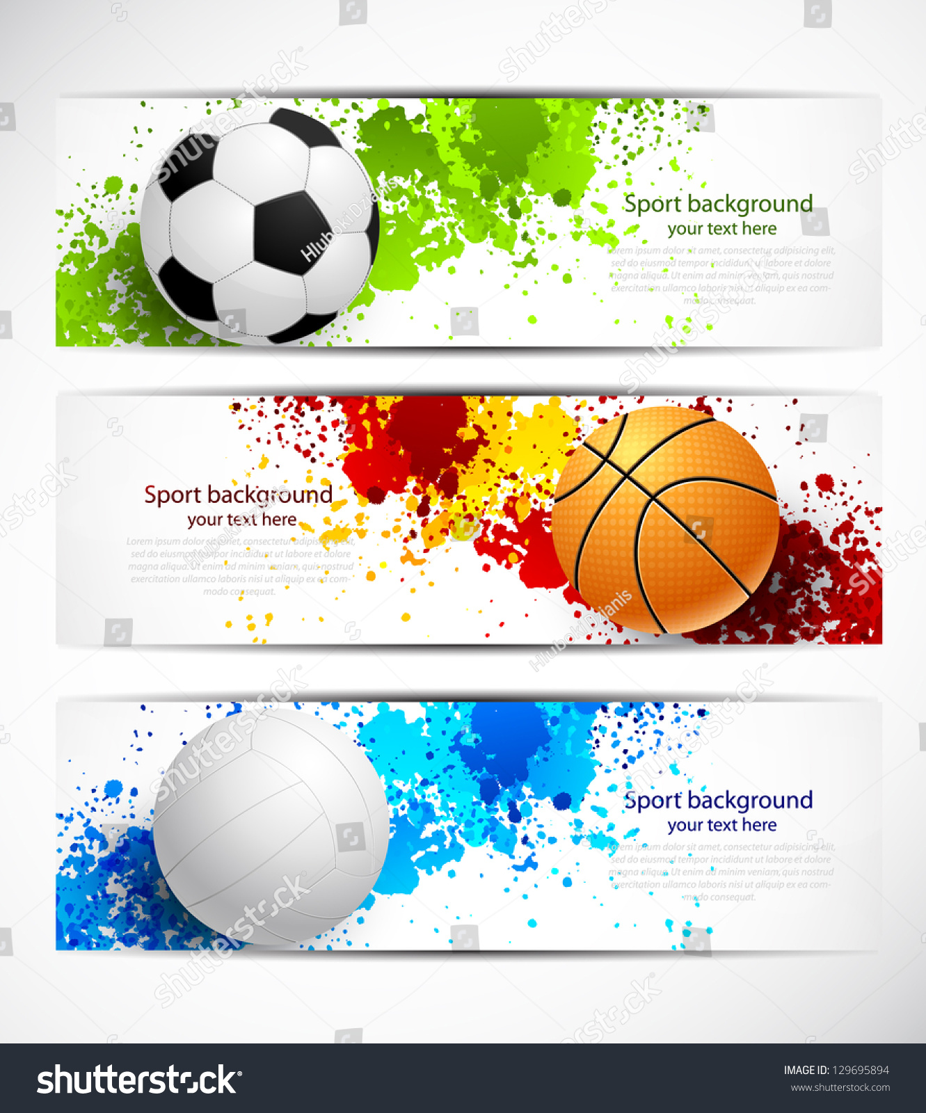 Set Of Sport Banners Stock Vector Illustration 129695894 : Shutterstock