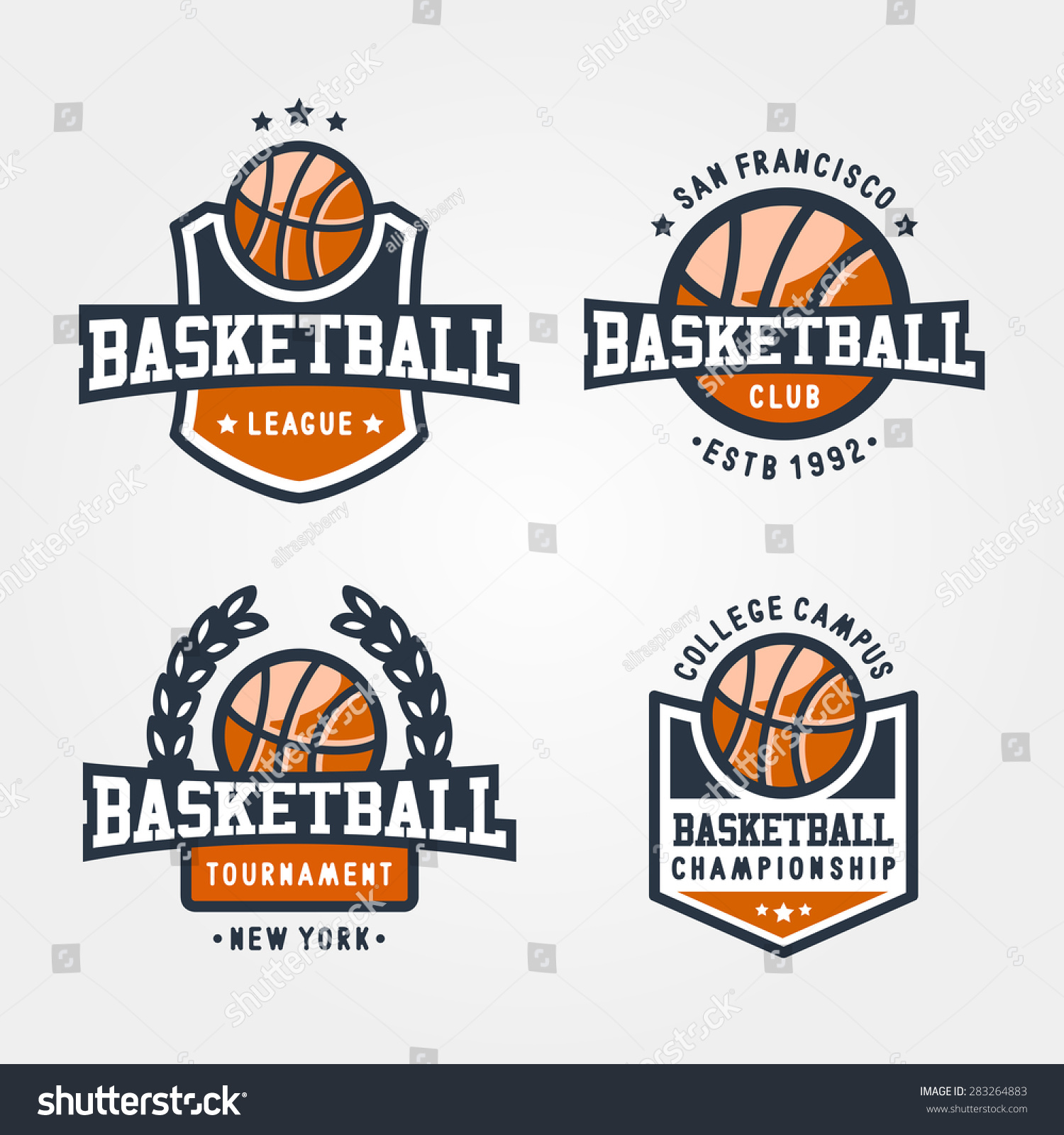 Set Sport Basketball Badge Logo Templates Stock Vector 283264883 - Shutterstock