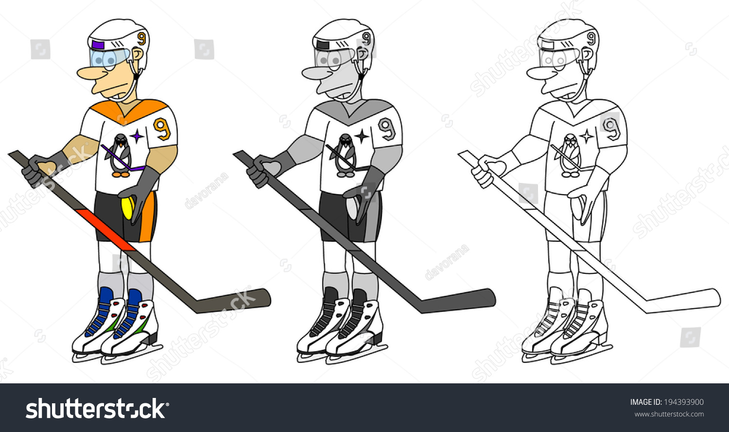 Set Sportsman Hockey Cartoon Young Ice Stock Vector (Royalty Free ...