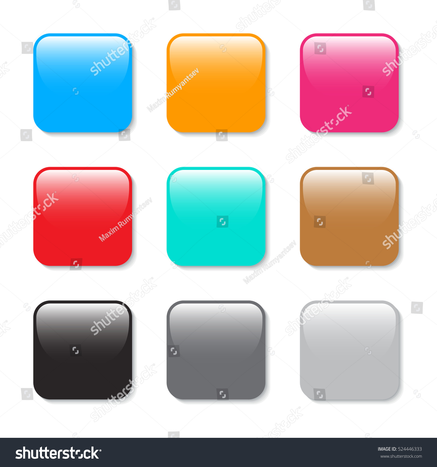 Set Of Square Buttons Stock Vector Illustration 524446333 : Shutterstock