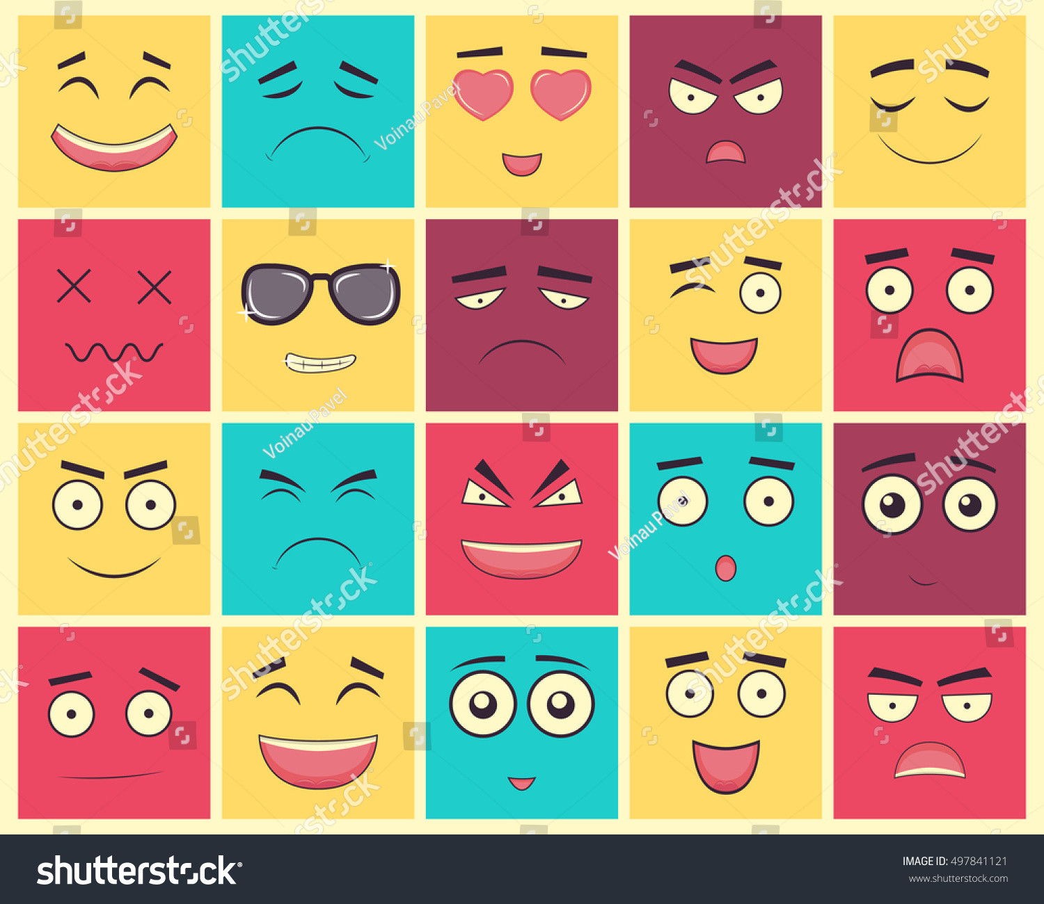 Set Square Emoticons Emoticon Web Site Stock Vector (Royalty Free ...