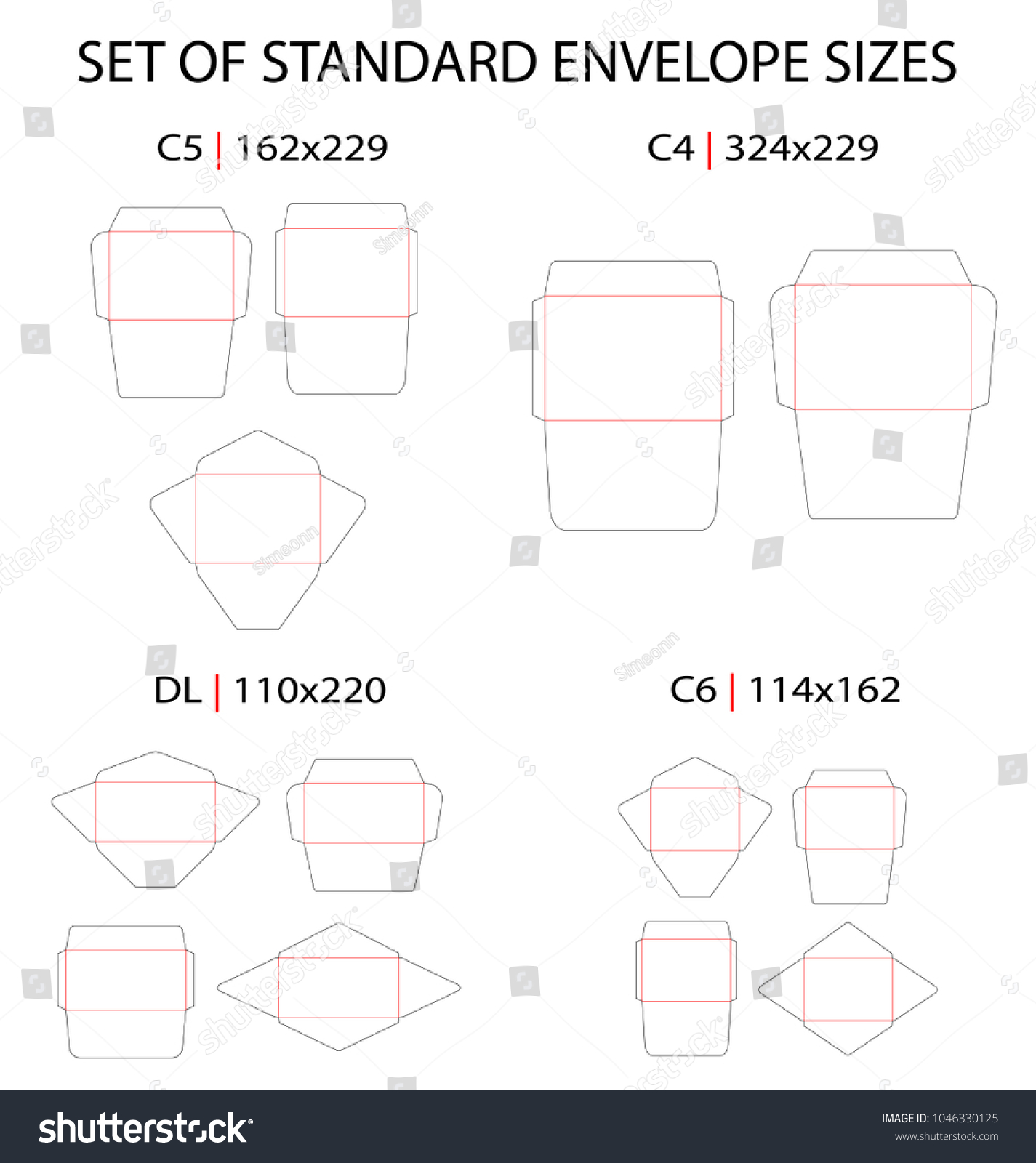 set 4 standard types envelopes vector stock vector royalty free types of envelopes