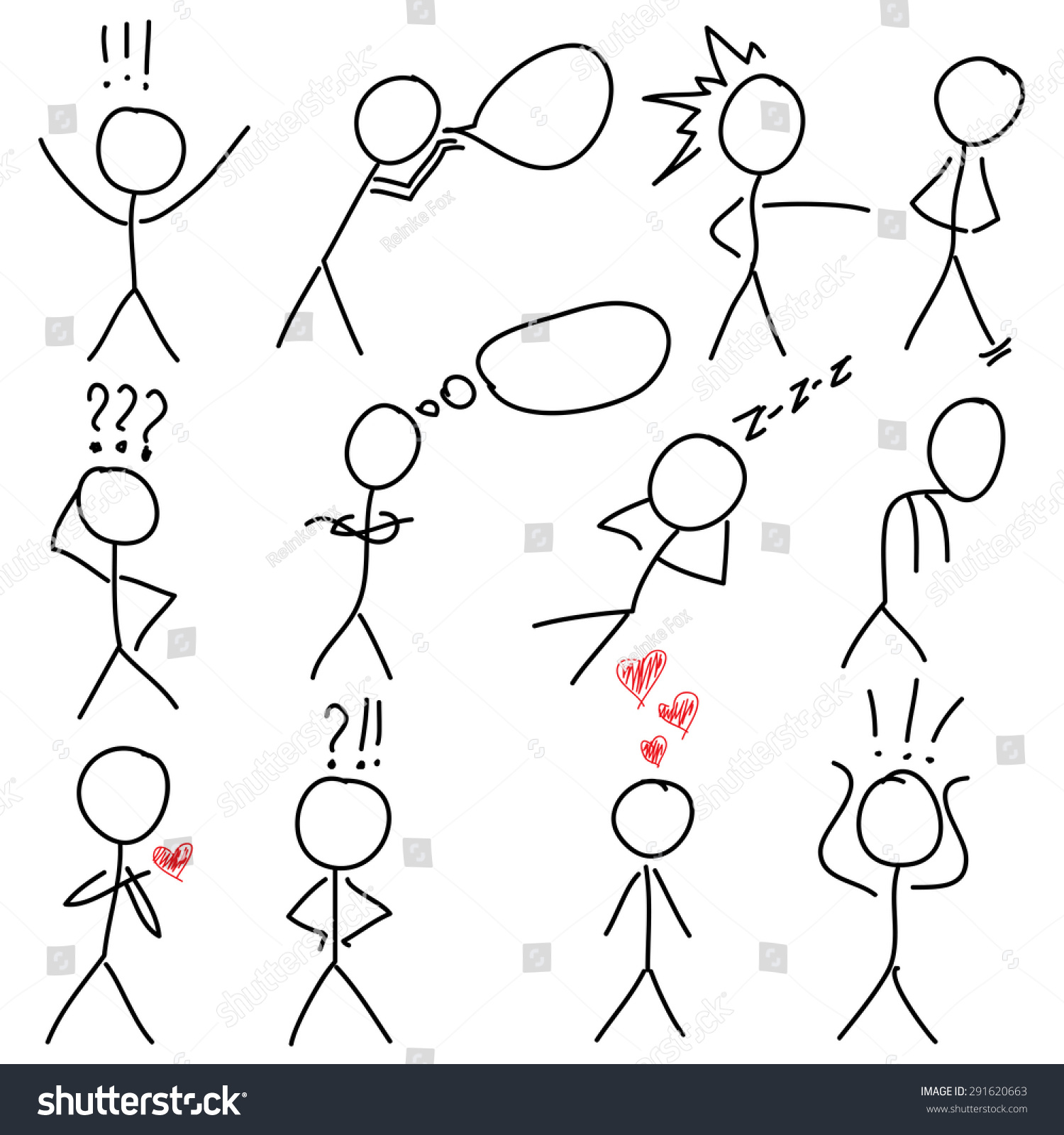 Set Stick Figure Communication Stock Vector 291620663 - Shutterstock