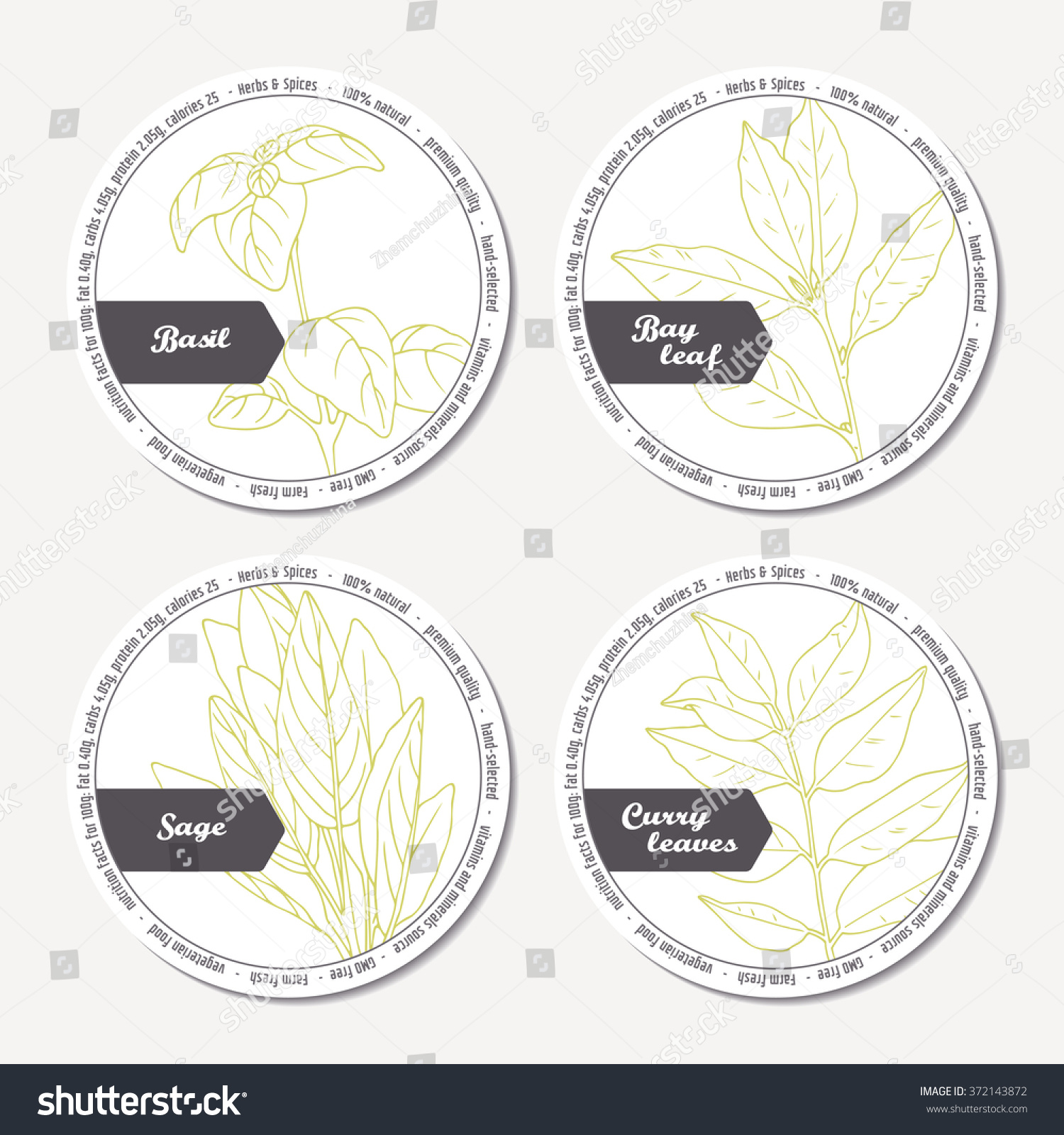 Set Stickers Pa Kage Design Sage Stock Vector Royalty Free
