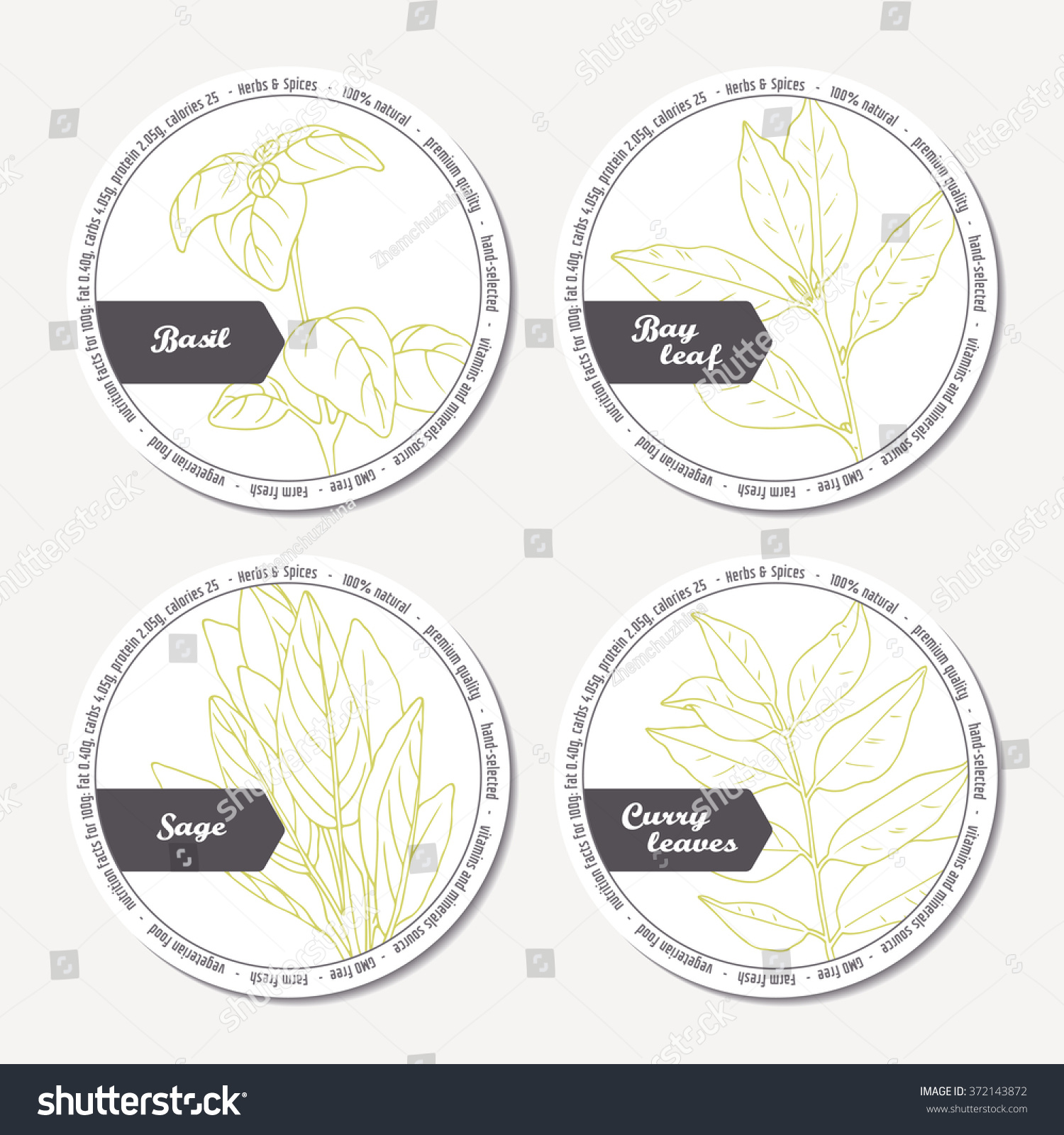 Set Stickers Pa Kage Design Sage Stock Vector Royalty Free 372143872