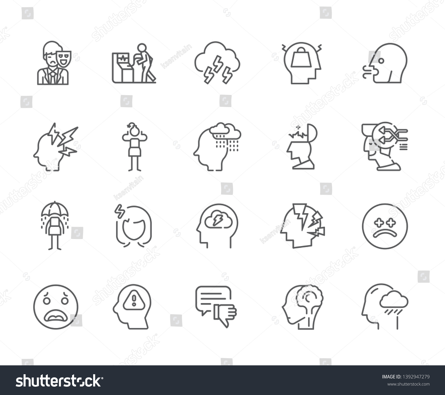 Set Stress Related Vector Line Icons Stock Vector (Royalty Free ...