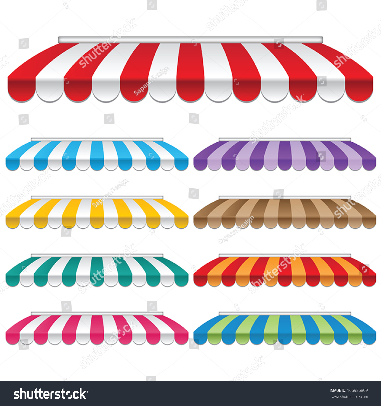 SVG of set of strip colorful awnings for shop. vector. svg