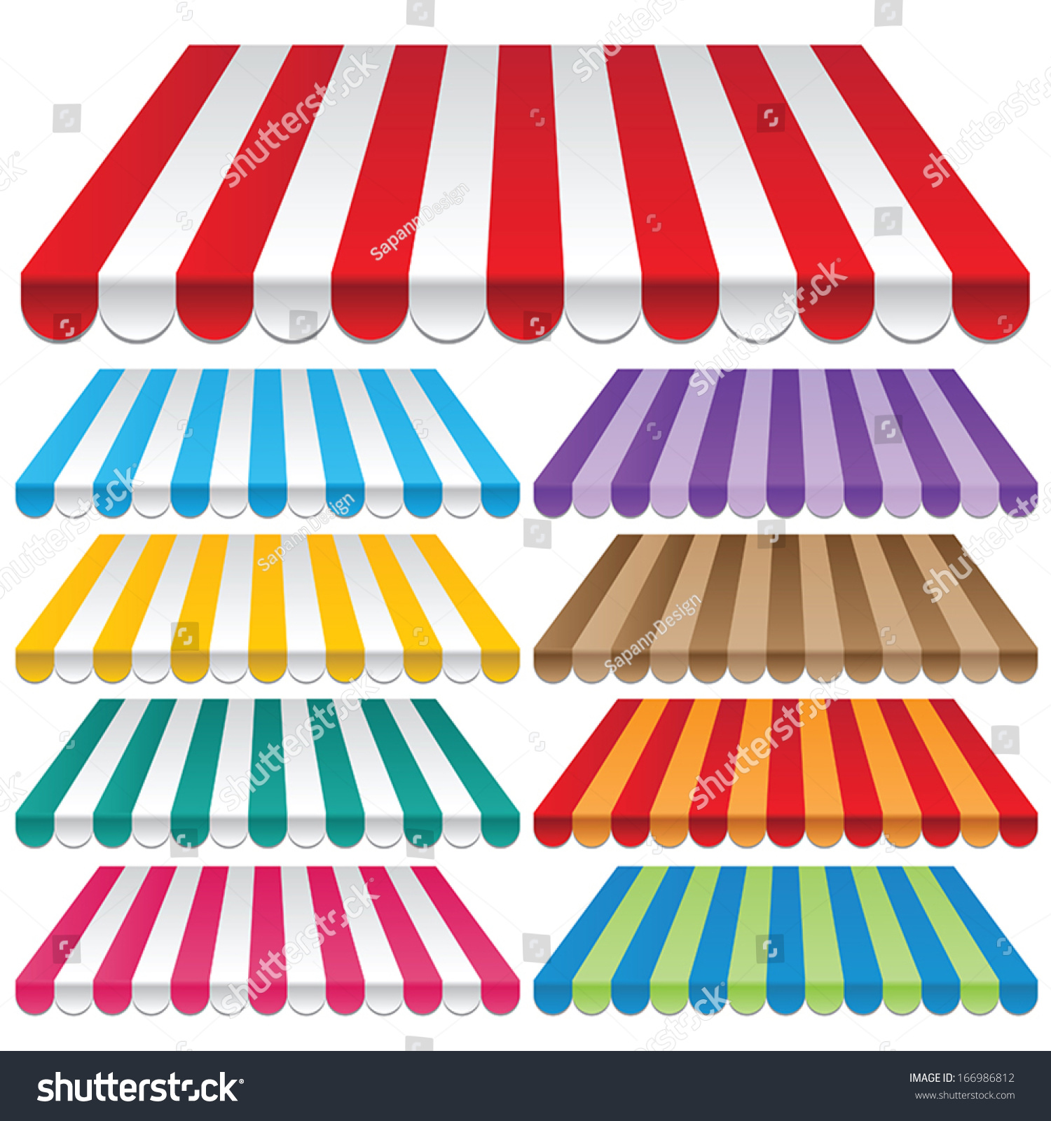 Set Strip Colorful Awnings Shop Vector Stock Vector Royalty Free