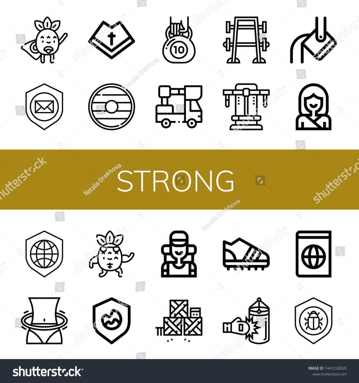 Set Strong Icons Such Superhero Shield Stock Vector Royalty Free