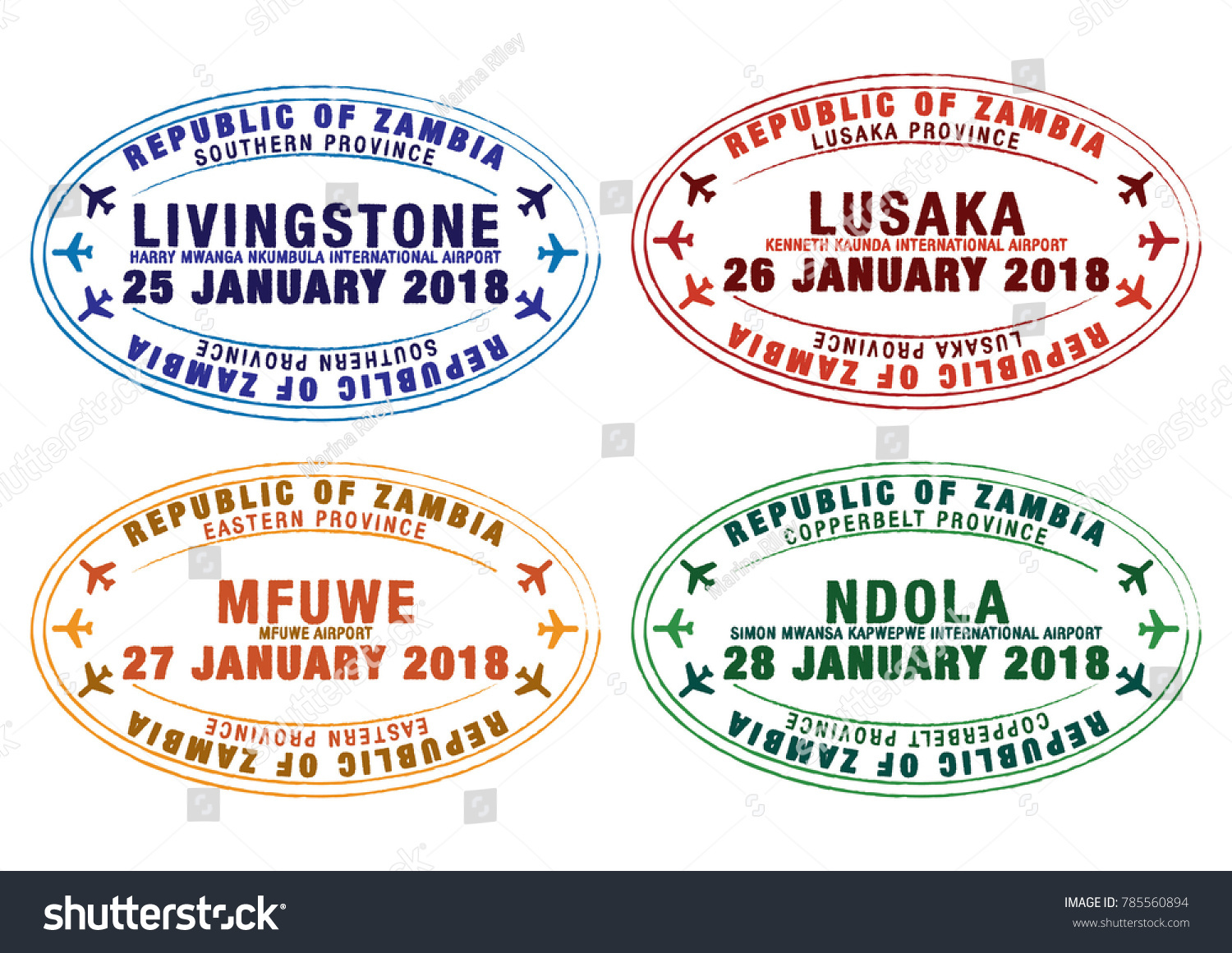 Set Stylised Passport Stamps Major Airports Stock Vector Royalty Free 785560894 Shutterstock 9628