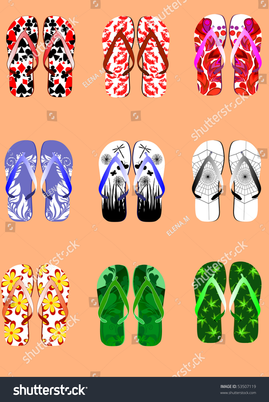 Set Of Summer Sandal Stock Vector Illustration 53507119 : Shutterstock