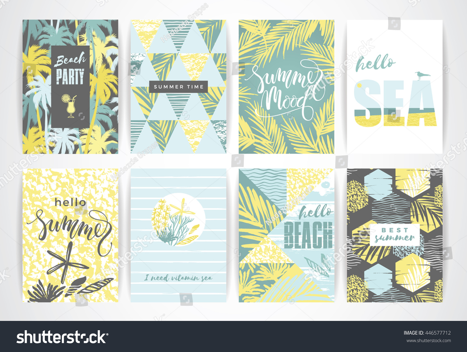 Set Summer Vacation Cards Vector Illustrations Stock Vector (Royalty ...