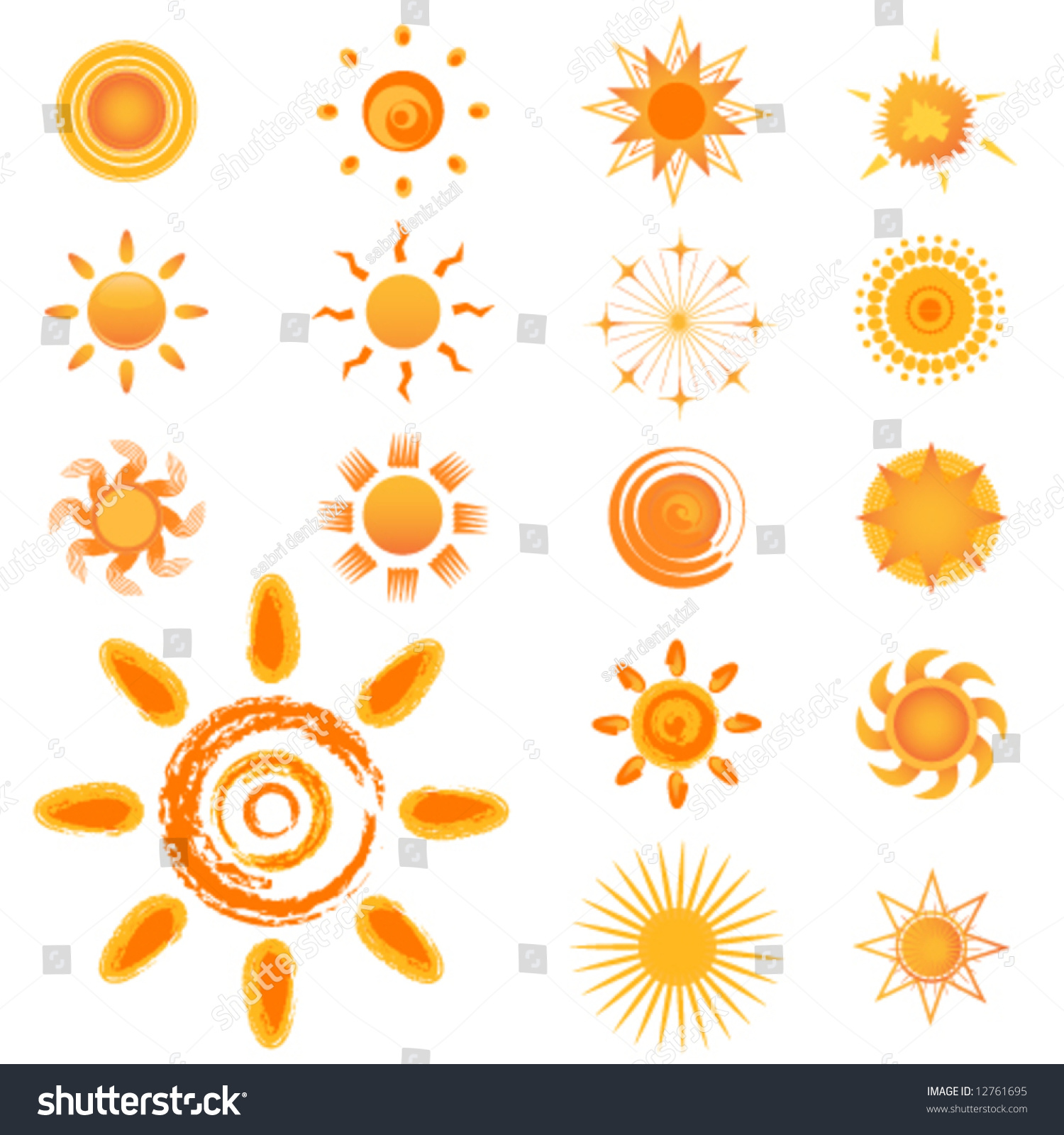 Set Sun Vector Stock Vector 12761695 - Shutterstock