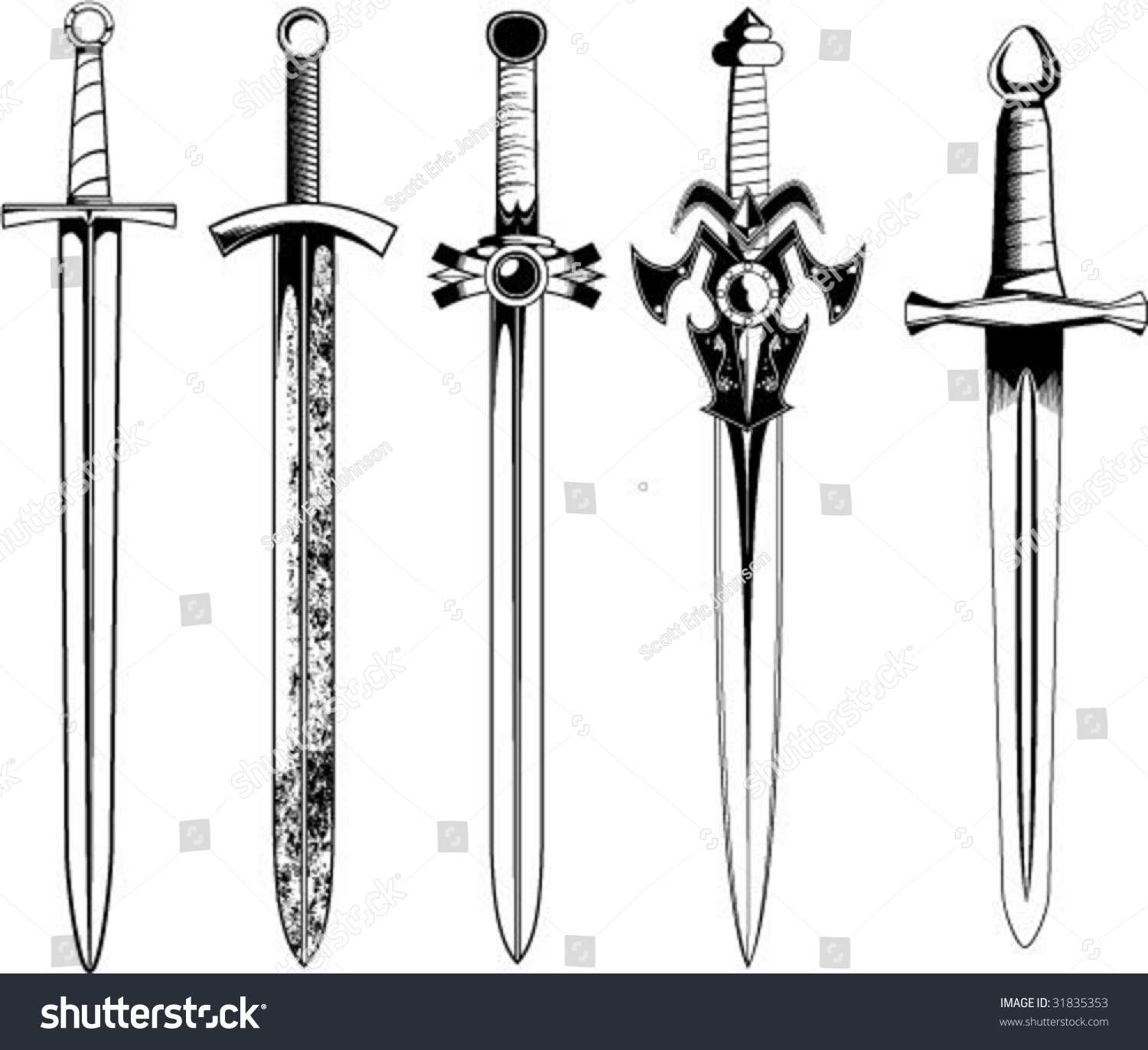 Set Of Swords Stock Vector Illustration 31835353 : Shutterstock