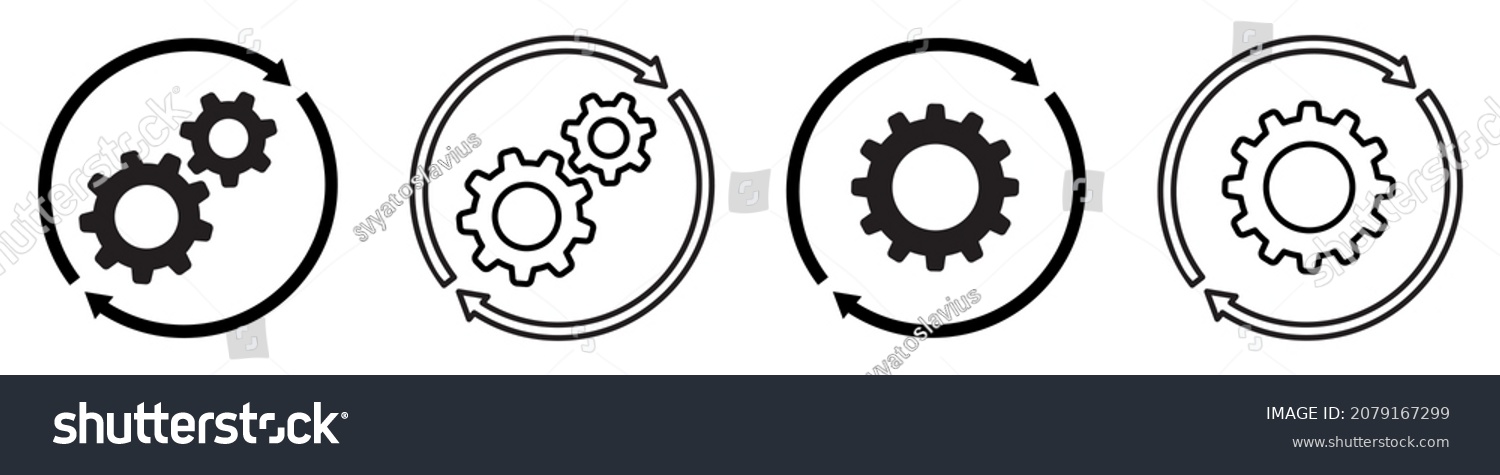 Set Sync Process Icons Gear Sign Stock Vector (Royalty Free) 2079167299 ...