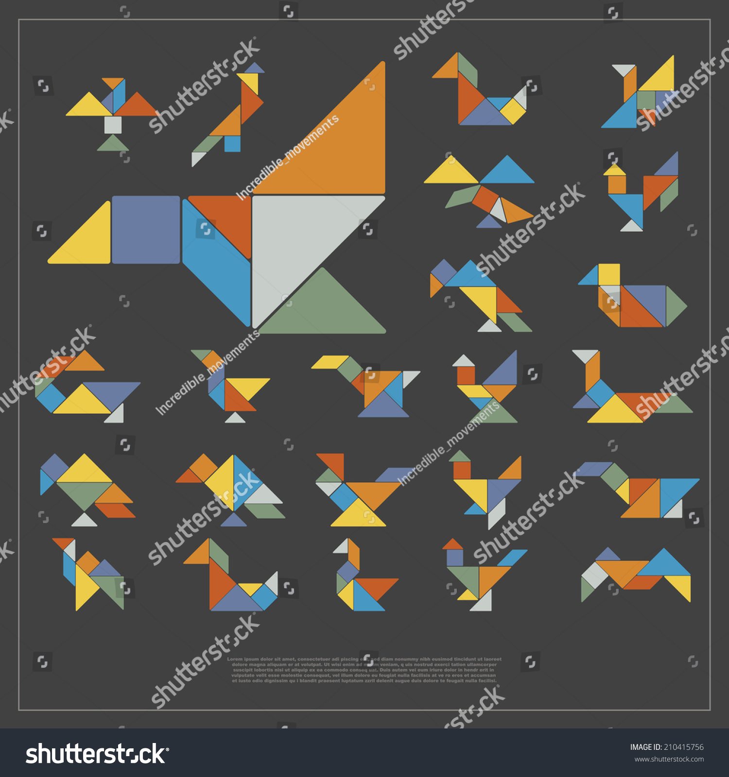 Set Tangram Birds Vector Illustration Stock Vector (Royalty Free) 210415756