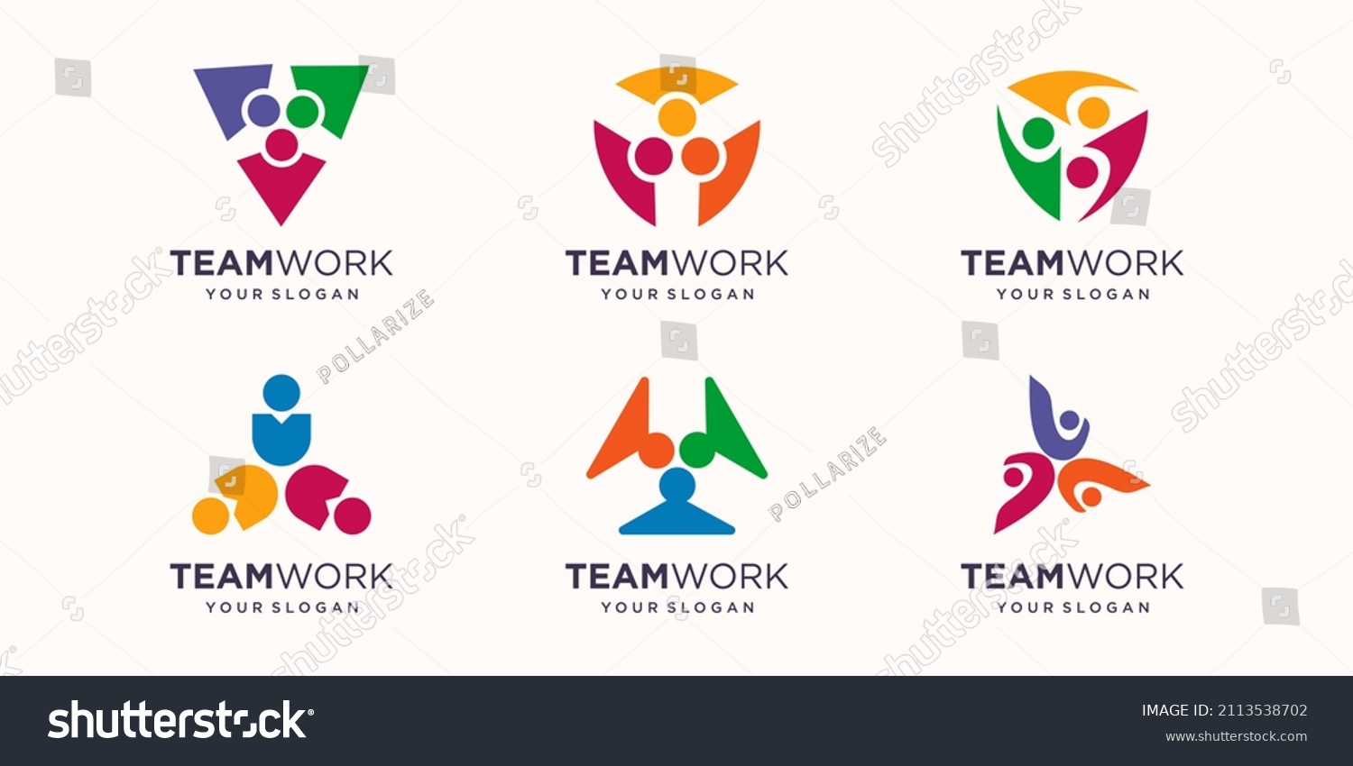Set Team Work Logo Vector Illustration Stock Vector (Royalty Free ...