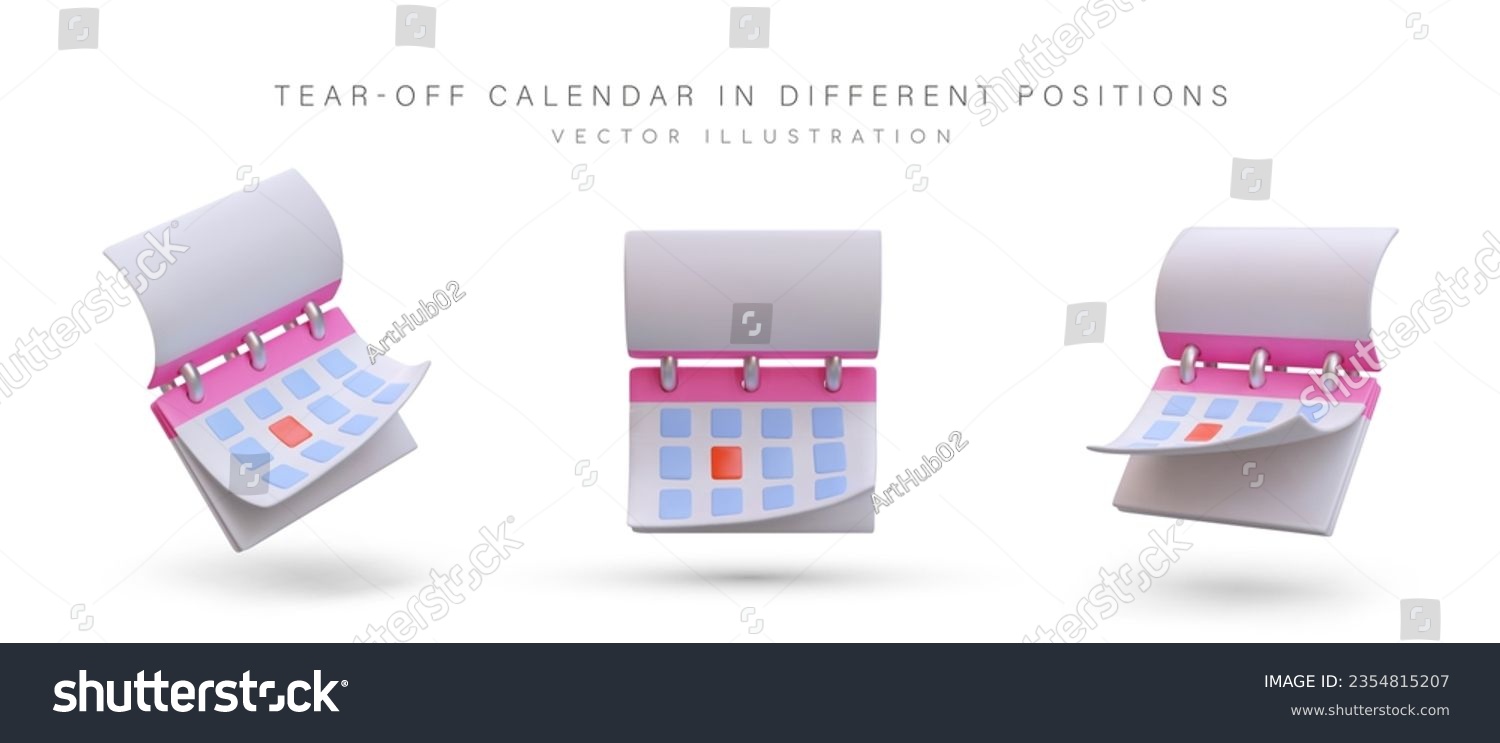 SVG of Set of tear off calendars. Wall paper planner. Reminders about important dates and events. Weekly flip calendar. Color vector image on white background svg