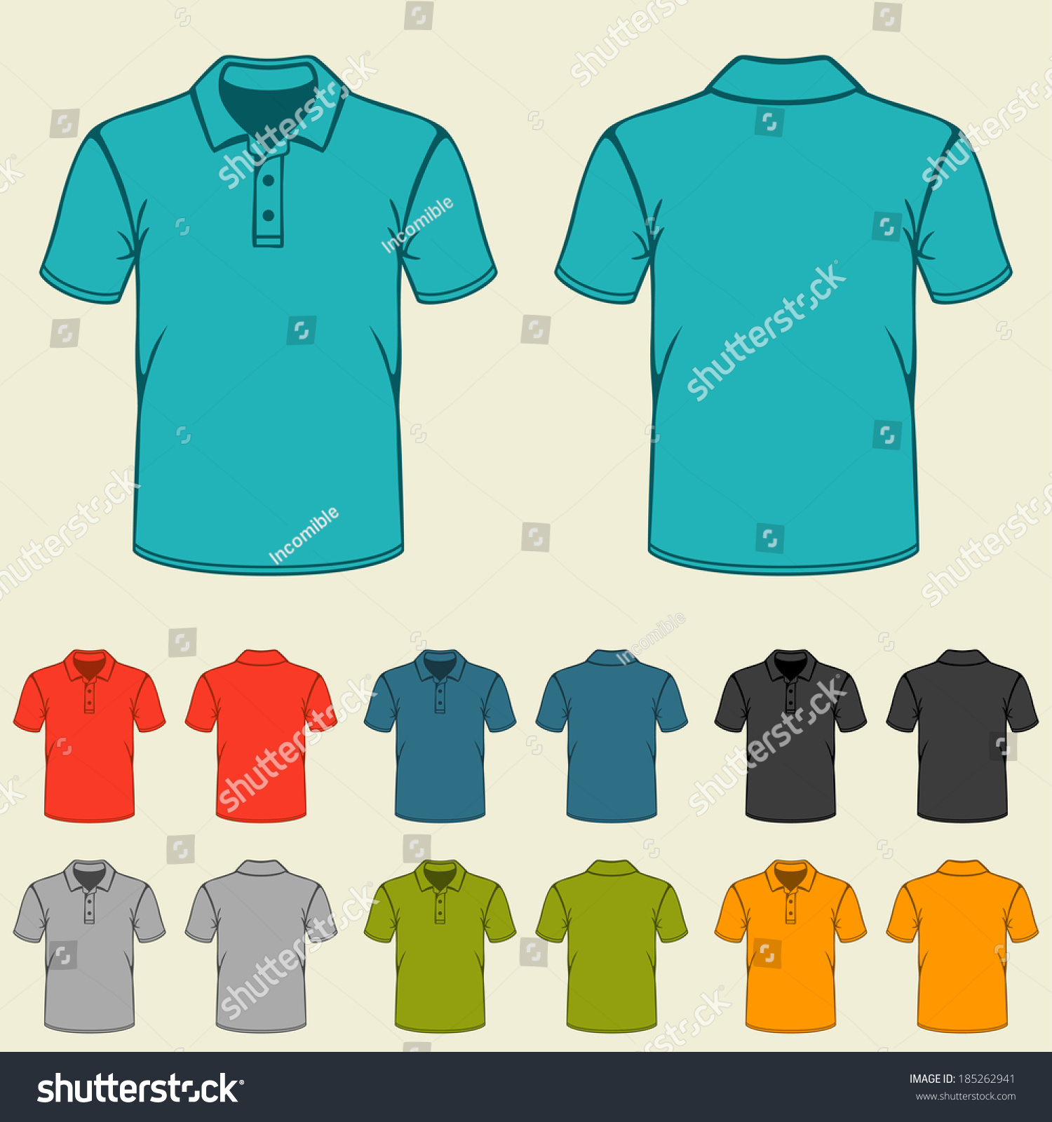 Set Of Templates Colored Polo Shirts For Men. Stock Vector Illustration ...