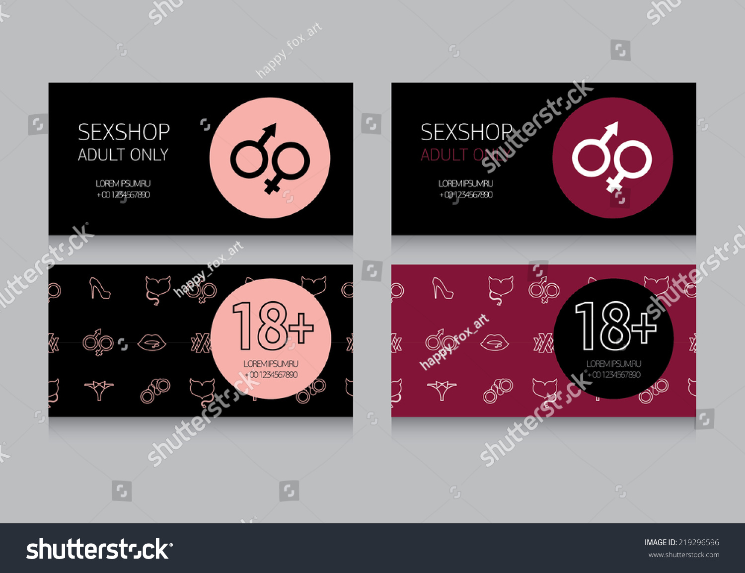 Set Templates Sex Shop Business Cards Stock Vector 219296596 Shutterstock Free Download Nude 5524
