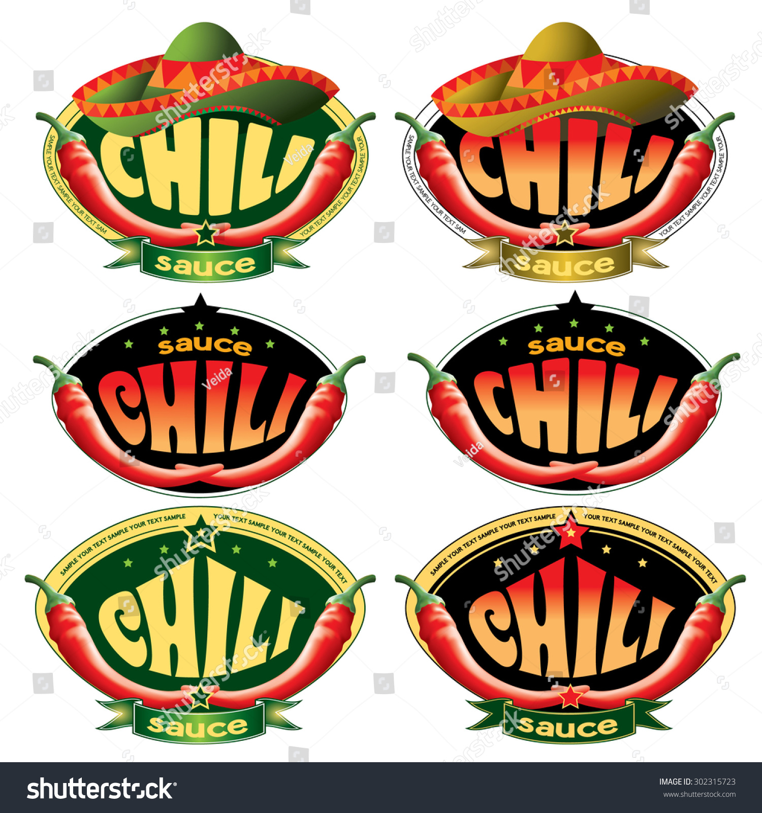 Set Templates Labels Sauce Chili Stock Vector Royalty Free 302315723 Shutterstock 1716
