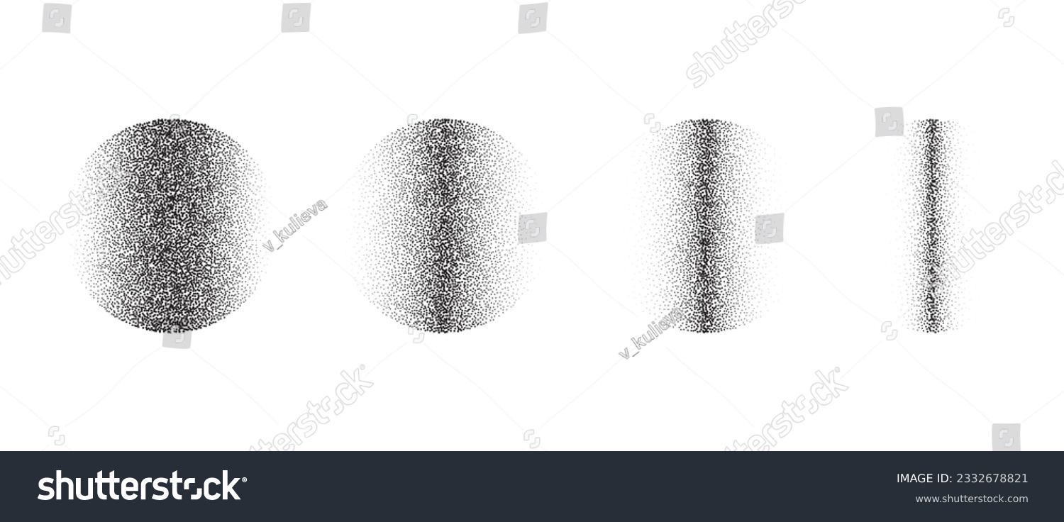 SVG of Set of textured linear gradient spheres. Black dotted fading circles collections. Stippled round elements pack. Vanishing noise grain dot work shapes. Halftone effect illustrations bundle. Vector  svg