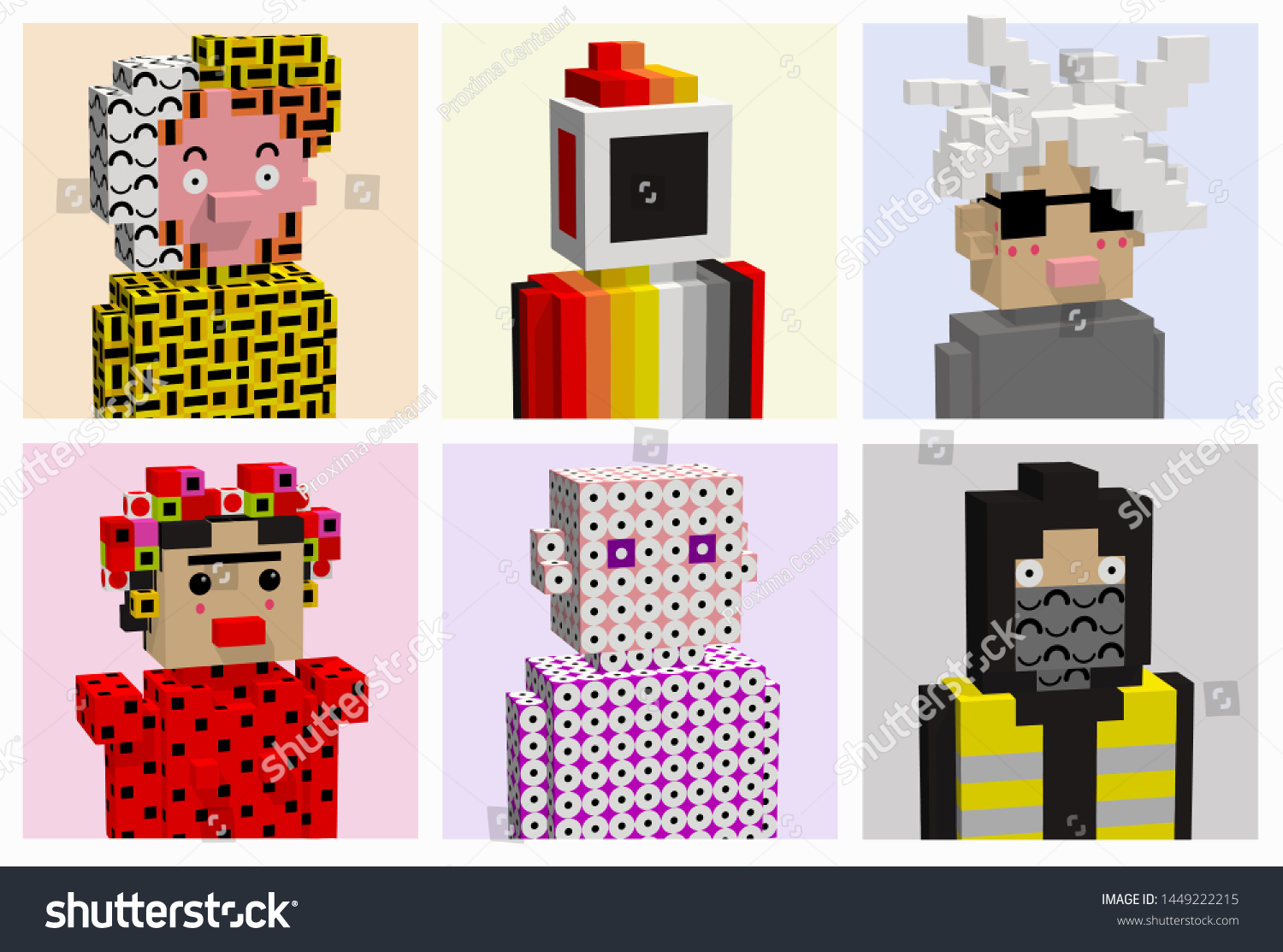 Set Famous Pixel Art Characters Human Stock Vector Royalty Free