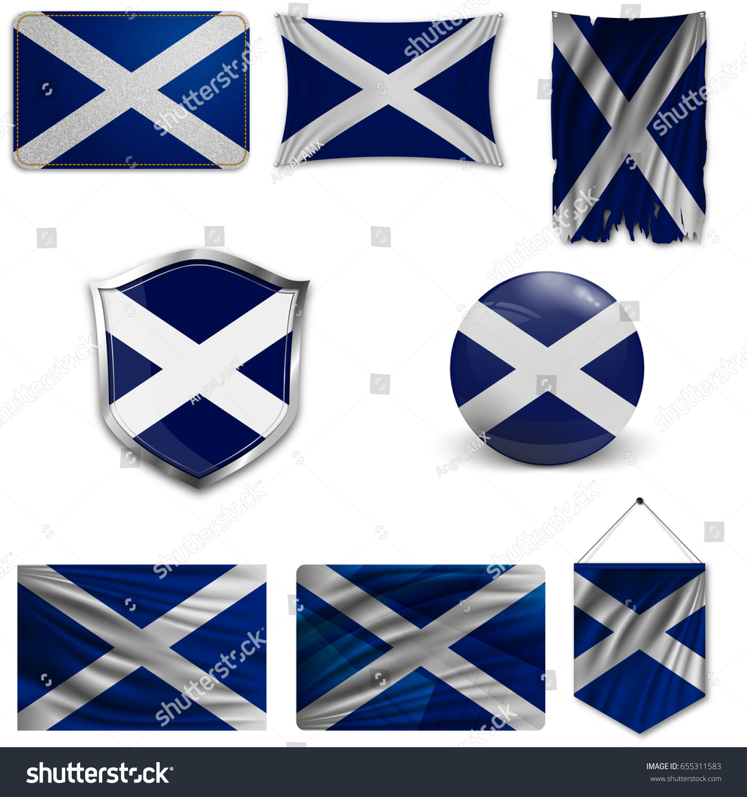 Set National Flag Scotland Different Designs Stock Vector (Royalty Free ...