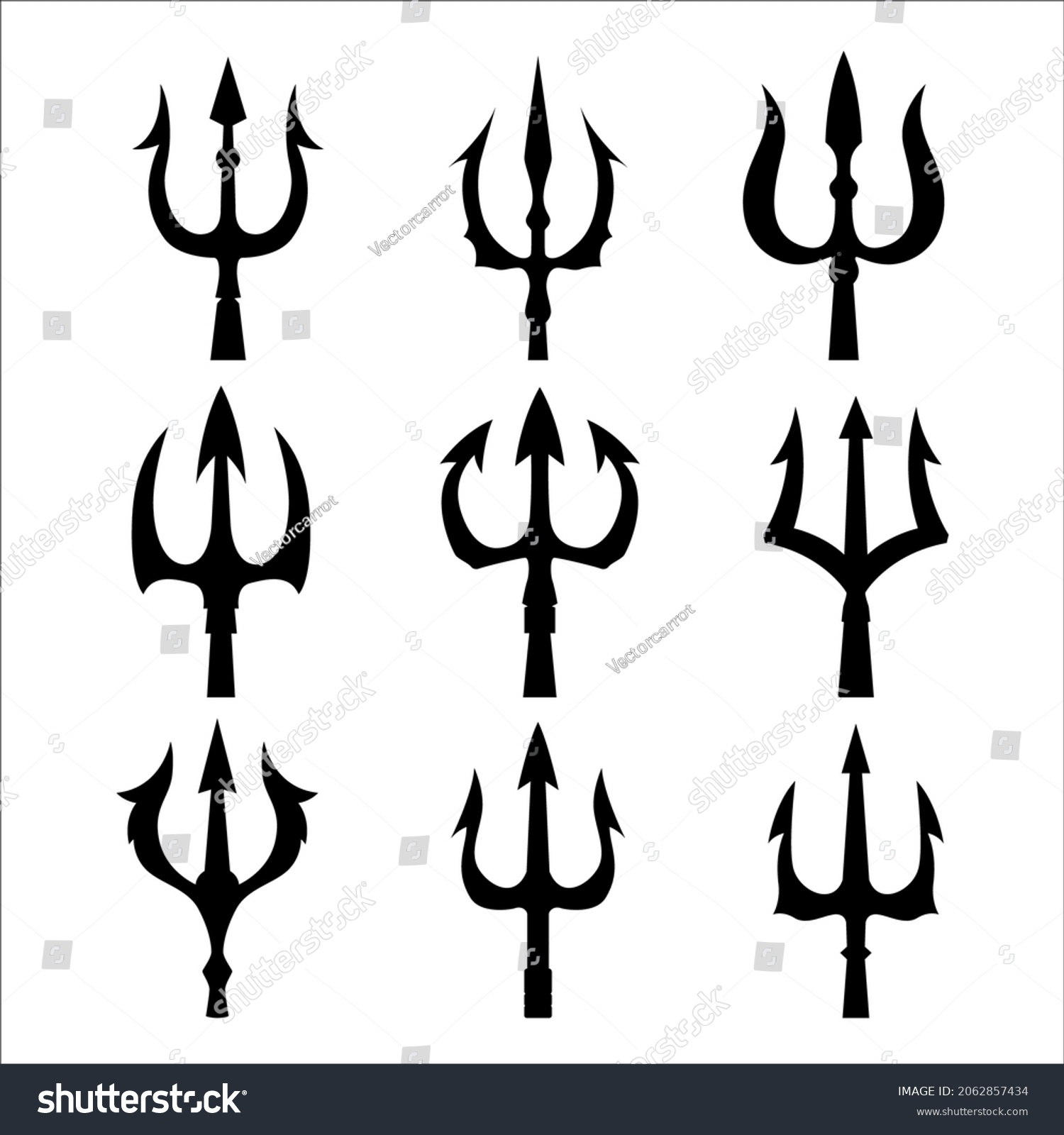 Set Trident Illustrations Design Element Logo Stock Vector (Royalty ...