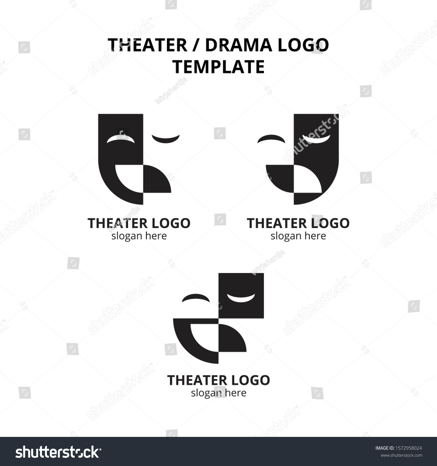 Set Theater Mask Actor Logo Template Stock Vector (Royalty Free ...