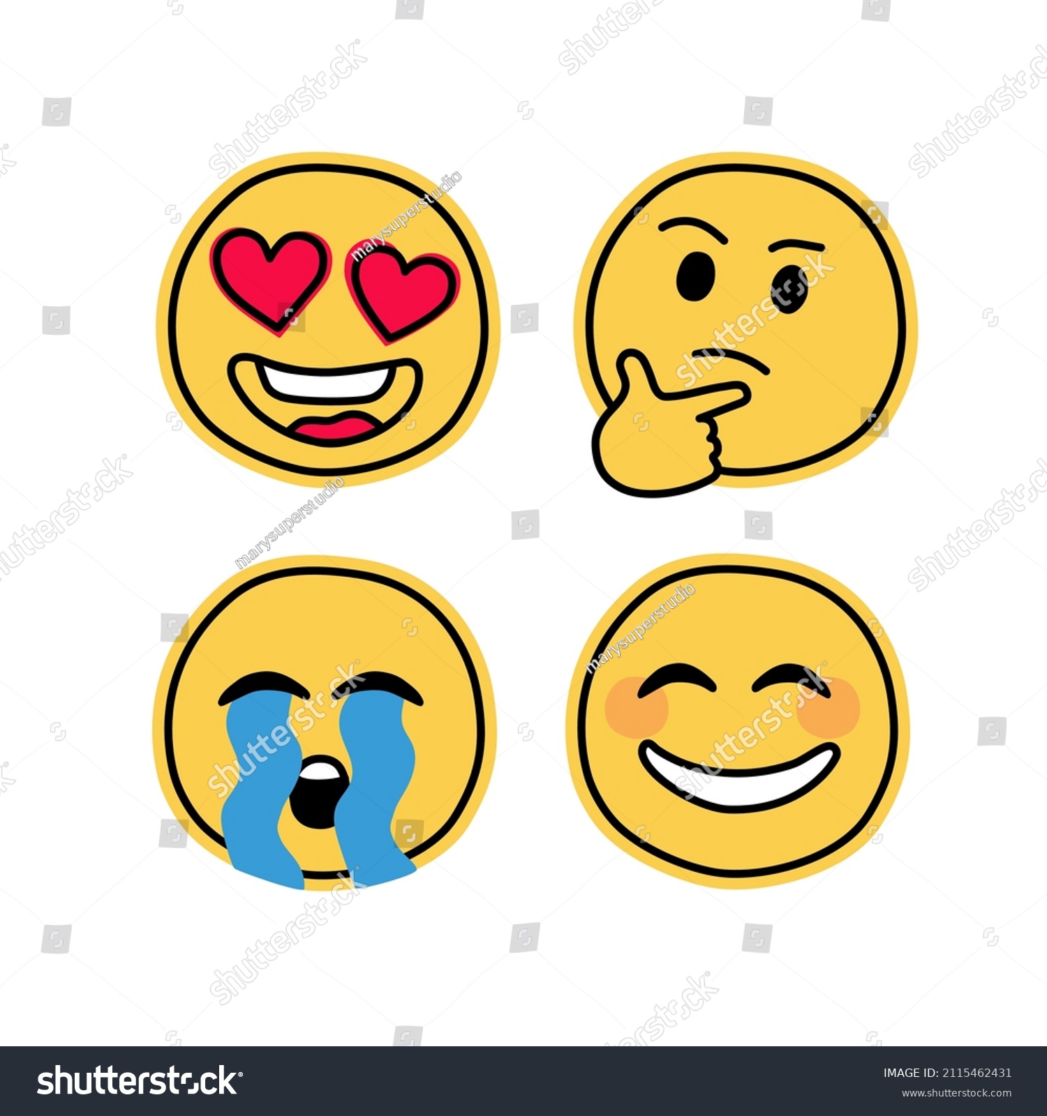 Set Thinking Emoji Doodle Emoticon Ios Stock Vector (Royalty Free