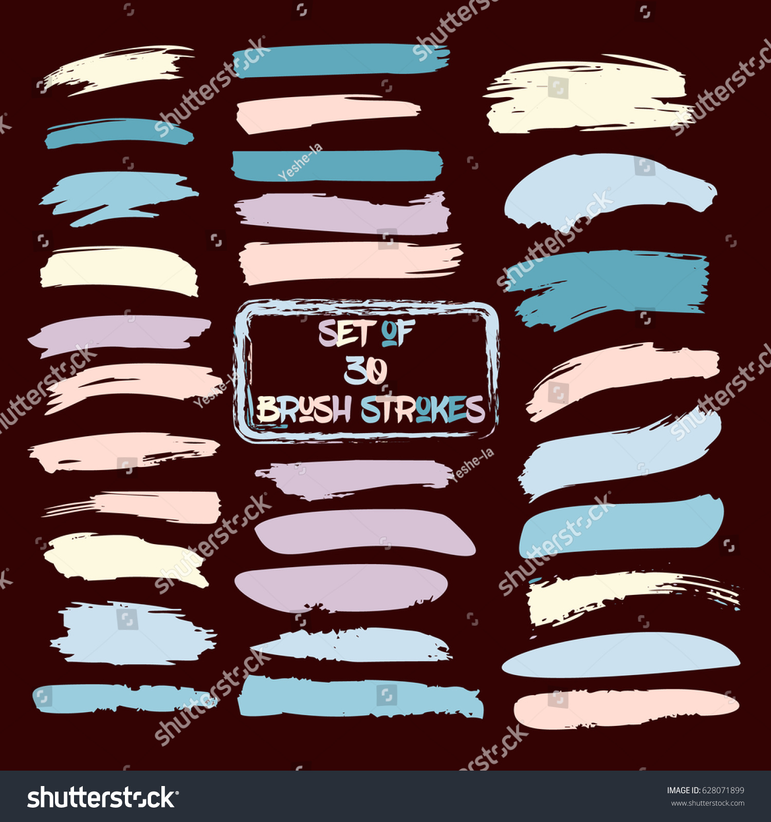 SVG of Set of thirty trendy blue and light purple vector brush strokes or backgrounds. Hand painted black ink brush strokes, brushes, and lines. Dirty grunge artistic design elements. Text backgrounds. svg
